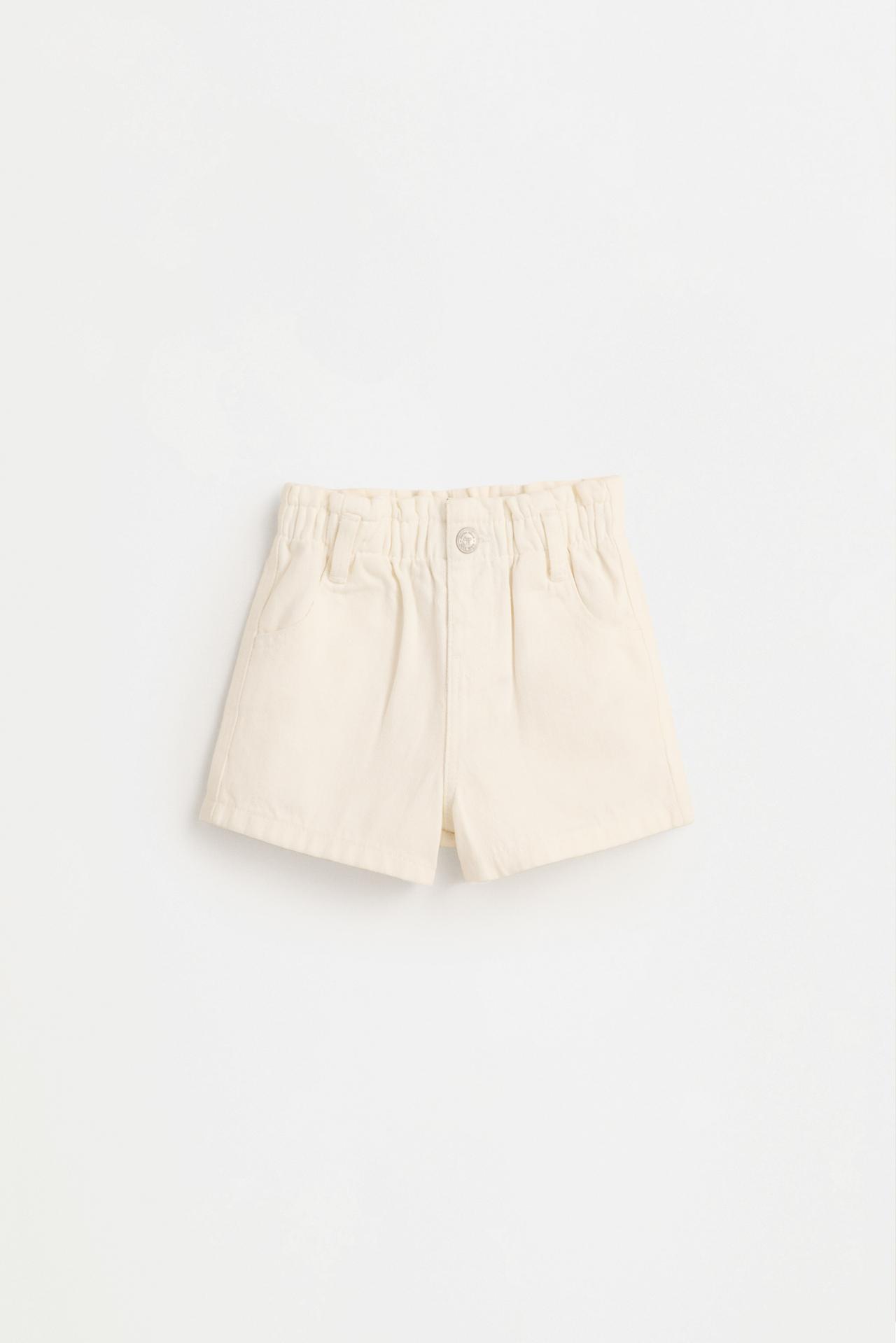 Denim paperbag shorts — WHITE