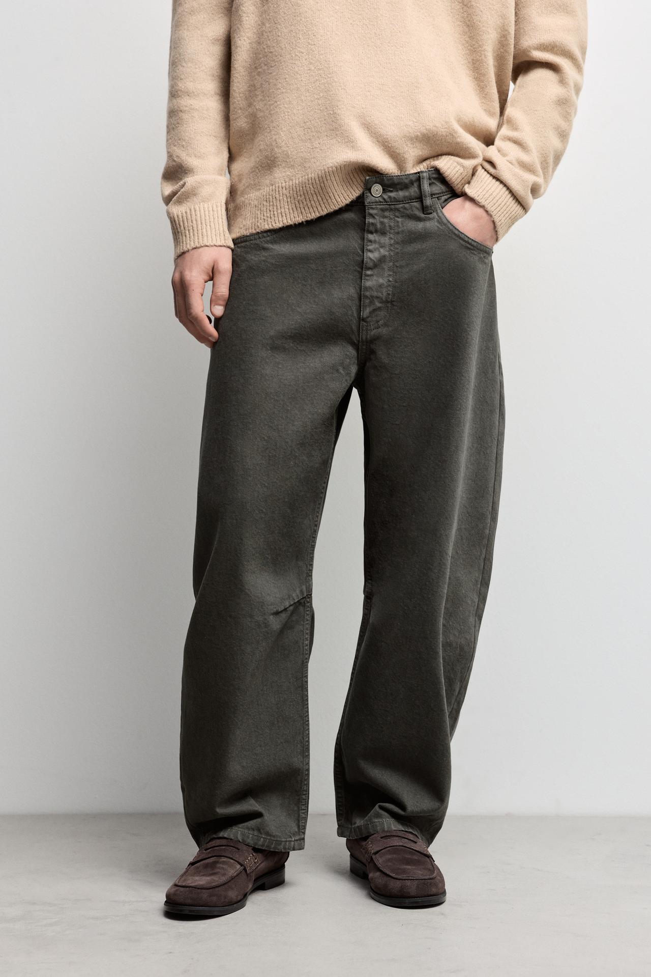 Belted barrel leg jeans — MINK