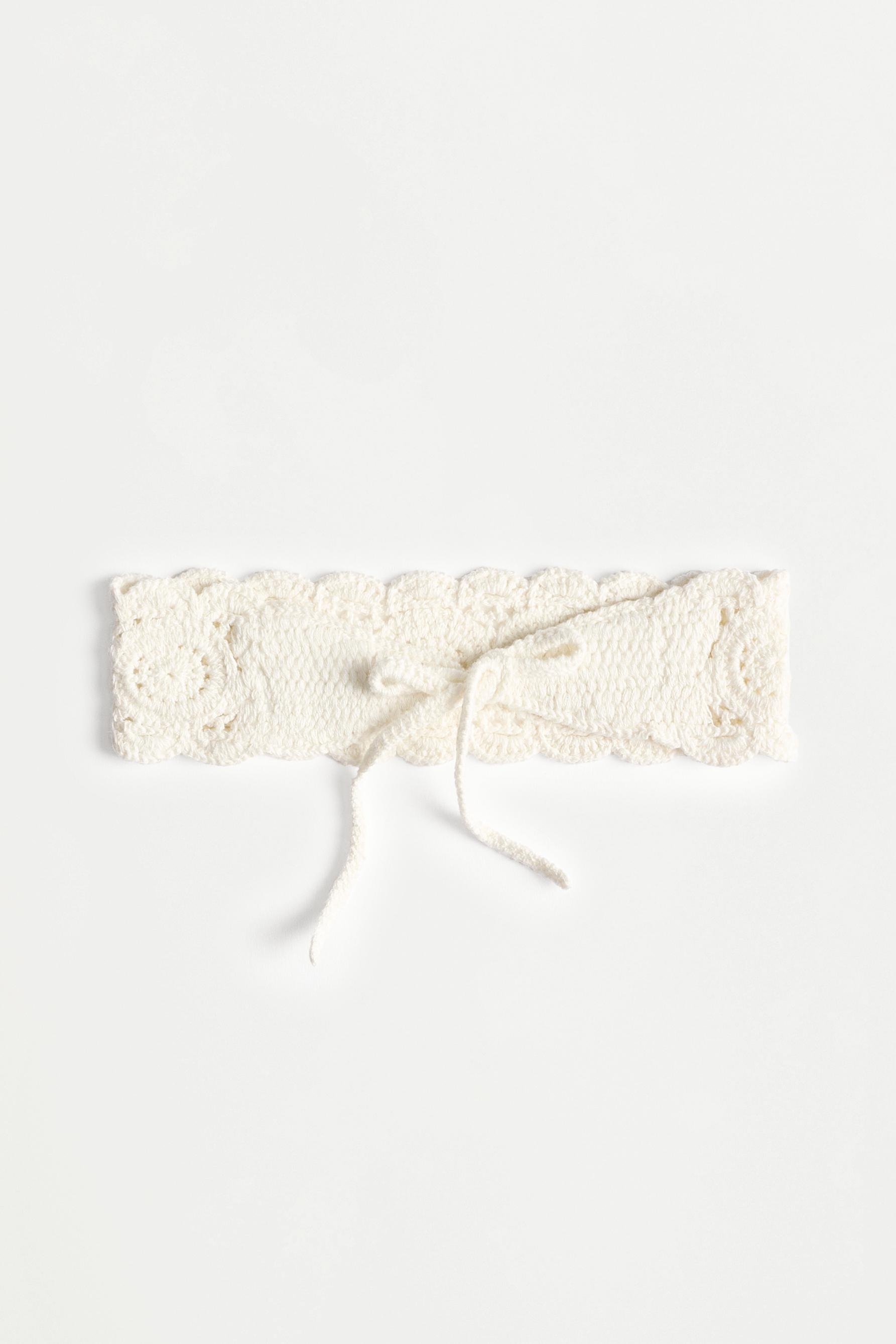 Crochet-effect headband — ECRU/WHITE