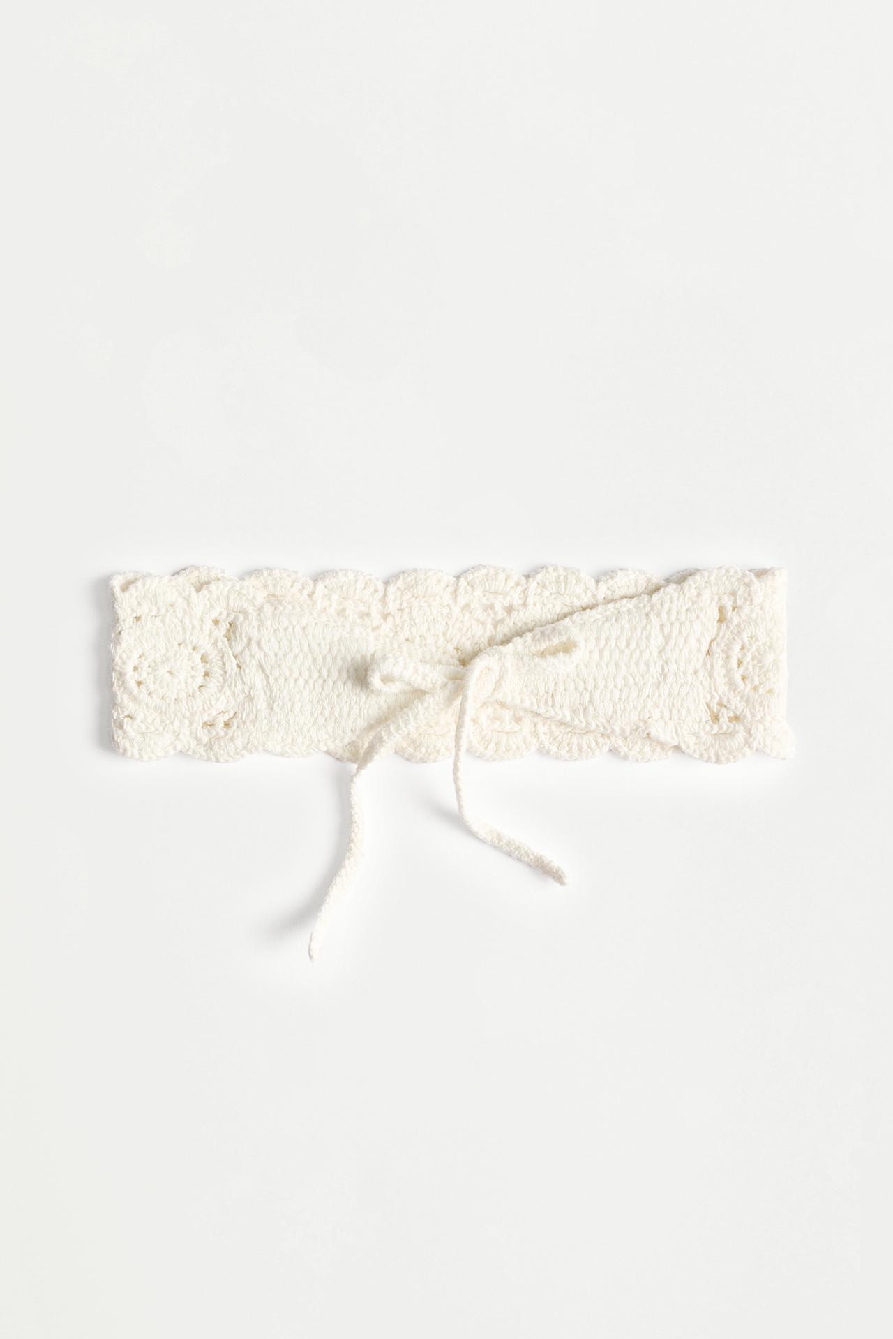 Crochet-effect headband — ECRU/WHITE