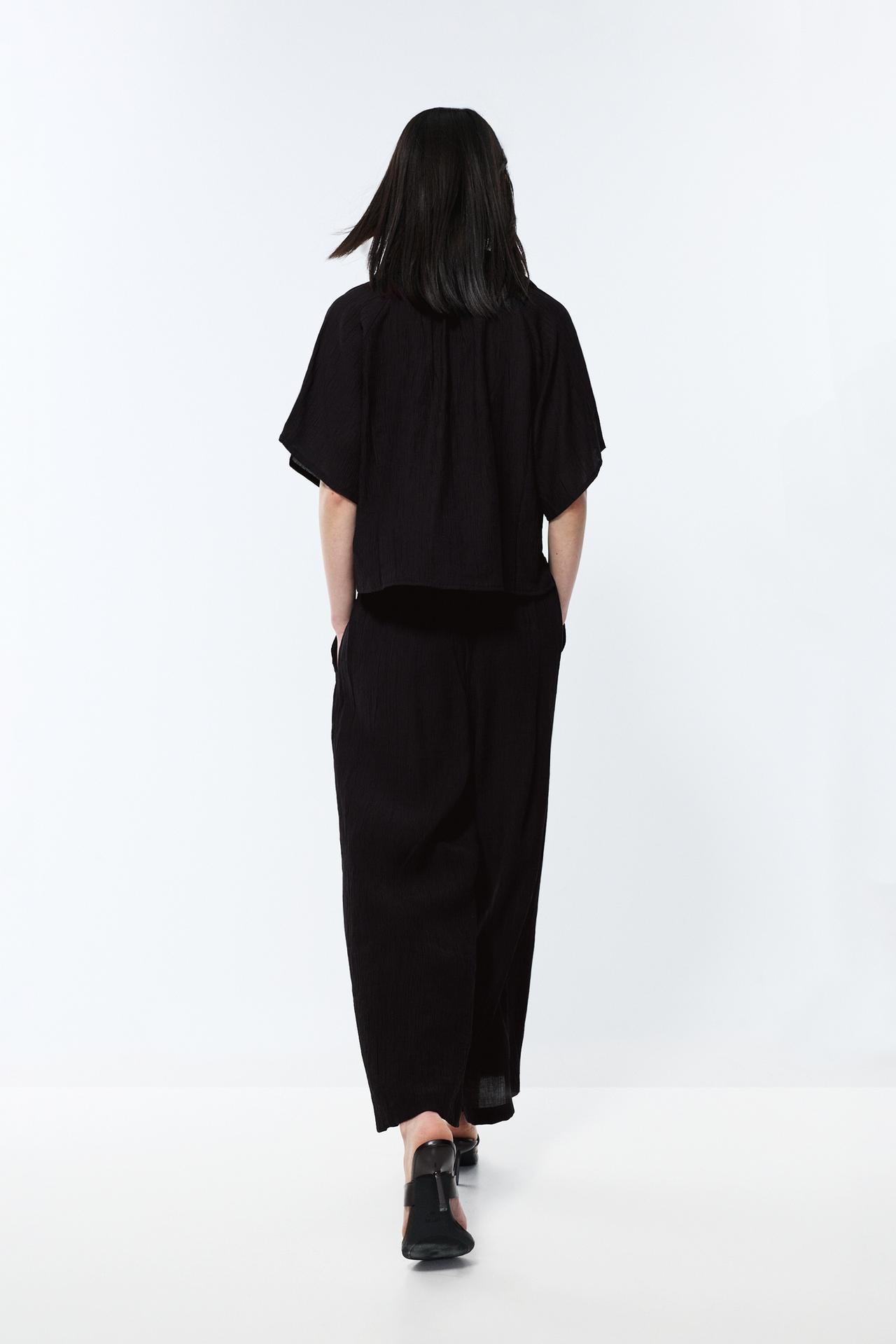 Textured culottes — BLACK