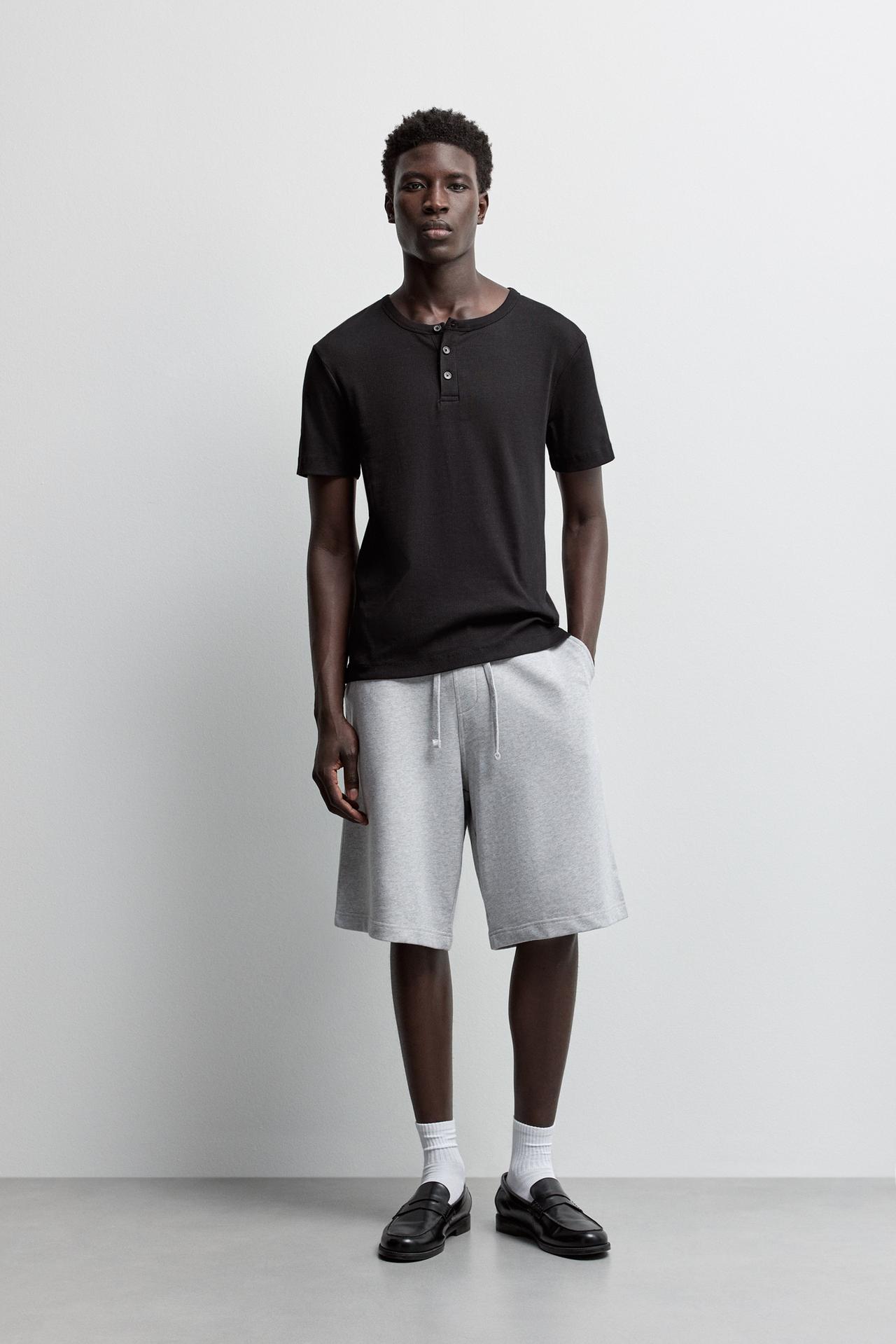 Baggy tracksuit Bermuda shorts — GREY MARL