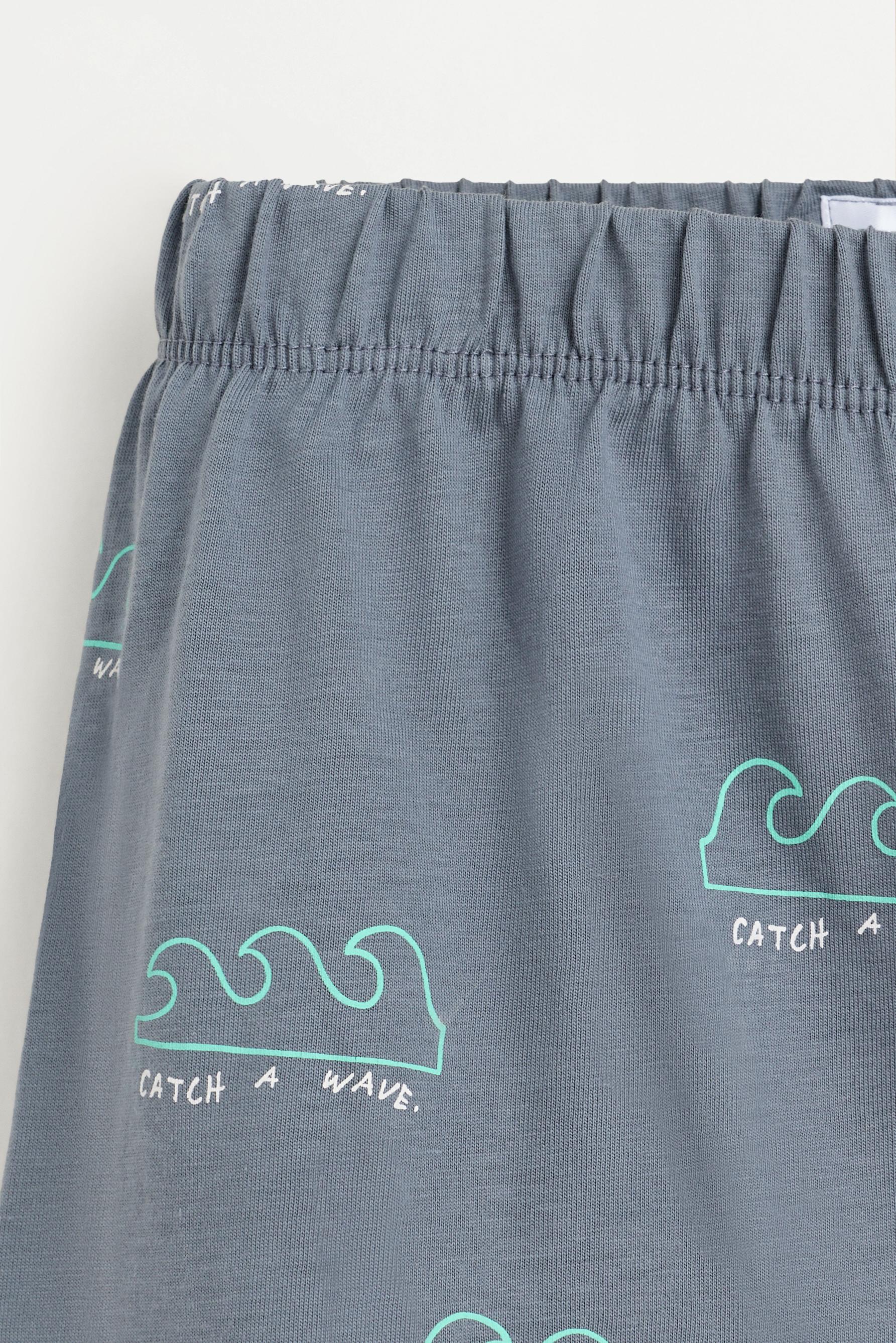 Short printed pyjamas with slogan — BLUE GREY