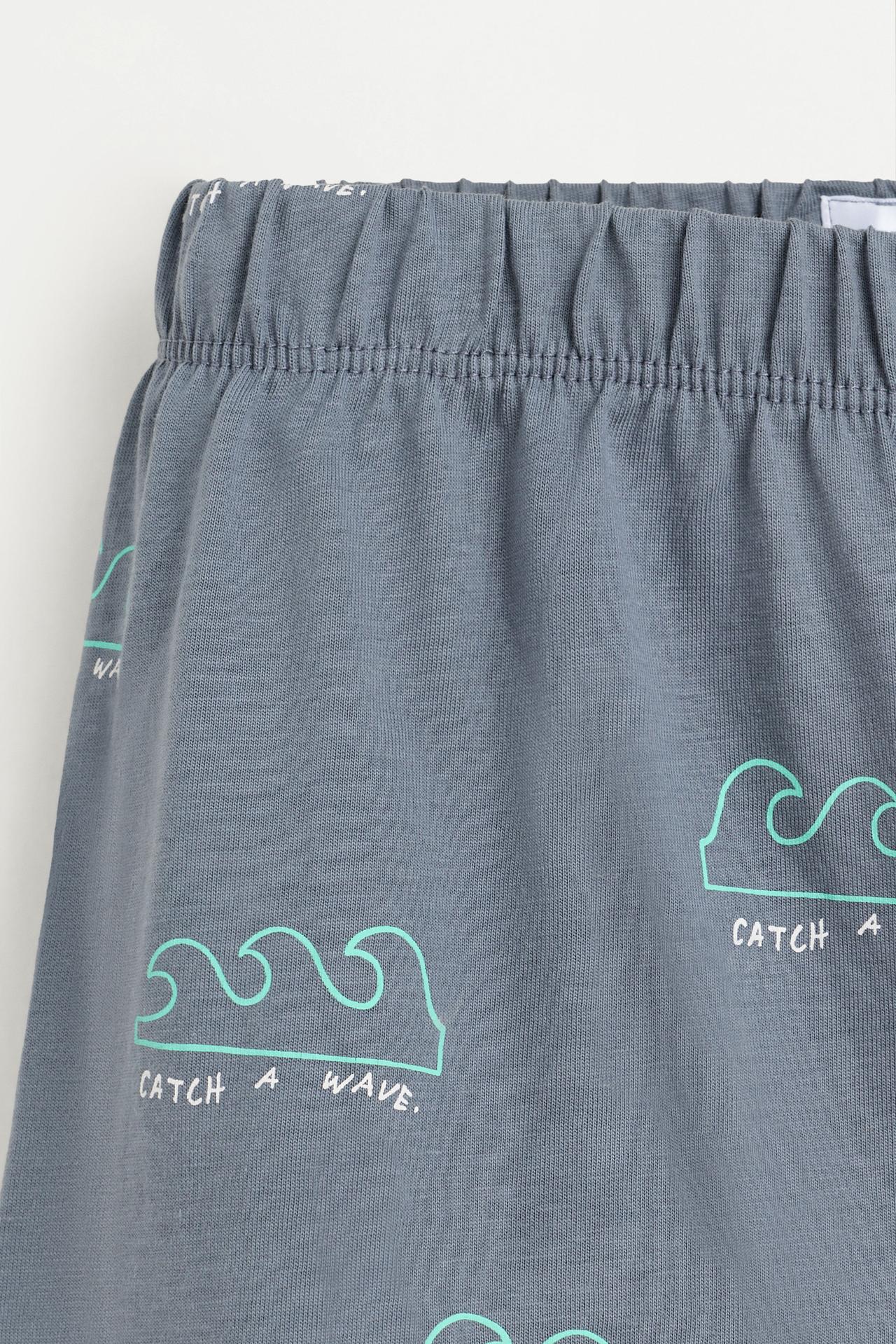 Short printed pyjamas with slogan — BLUE GREY