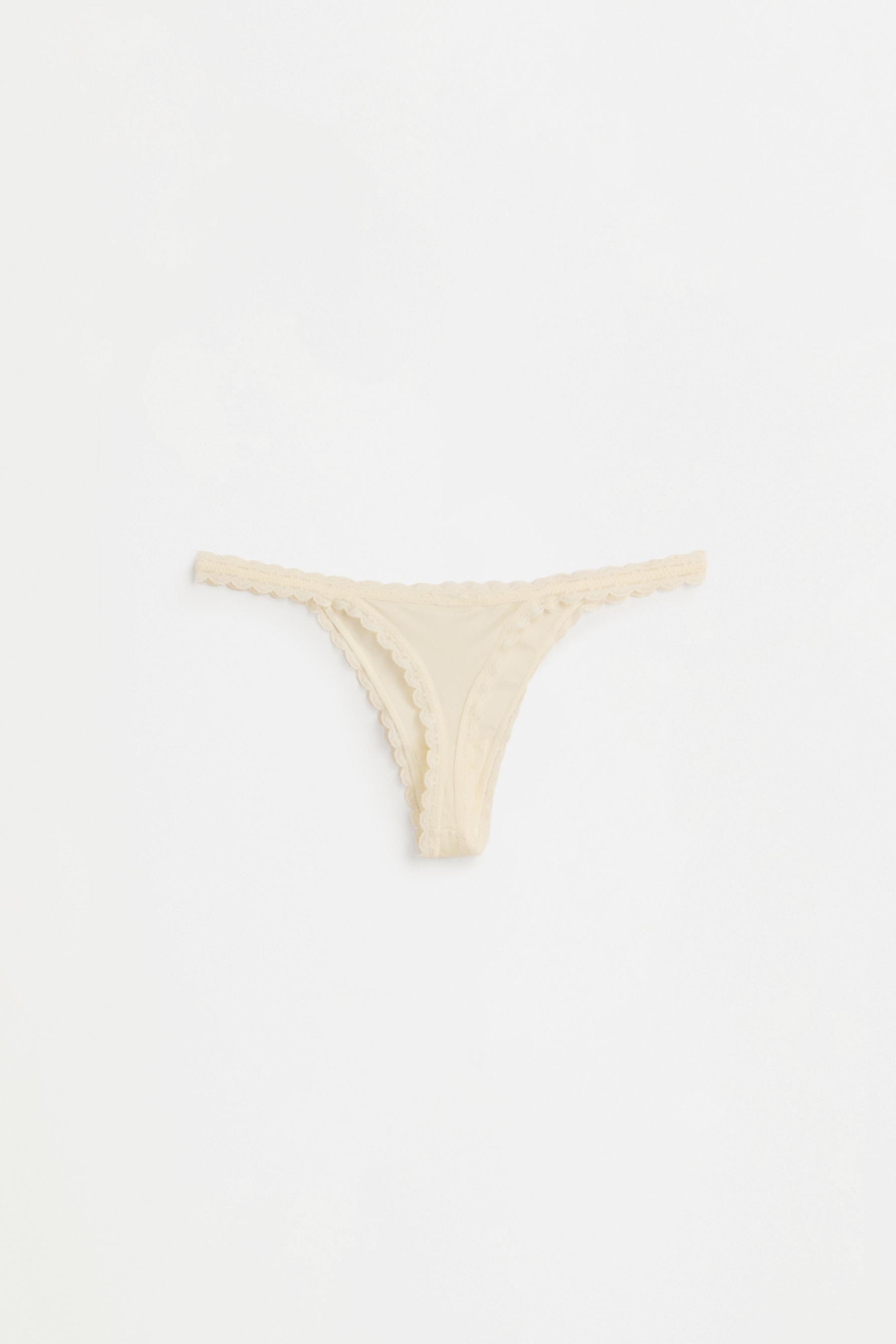 Satin Lace Thongs (4-Pack) — VANILLA