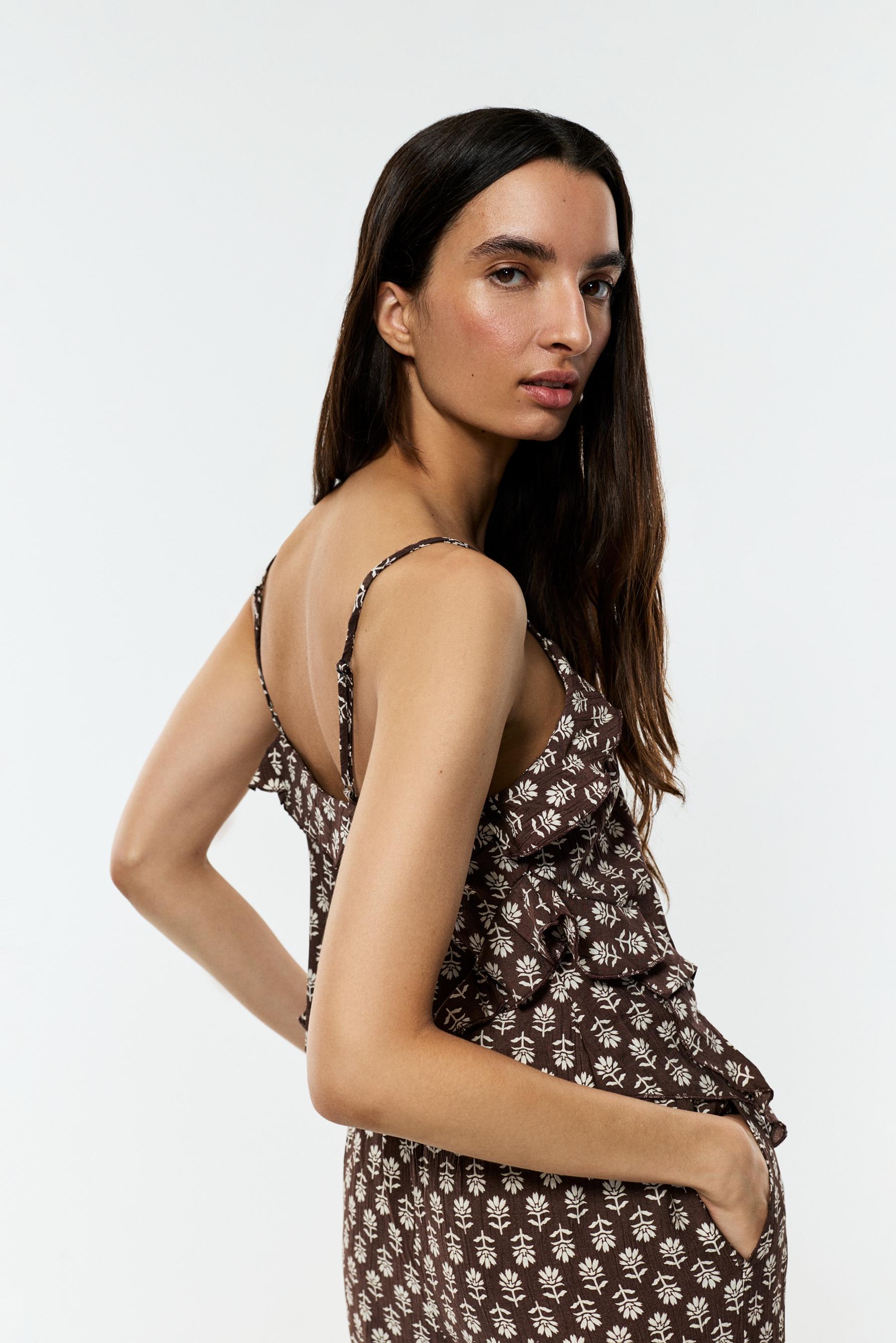 Textured camisole top — BROWN TONES
