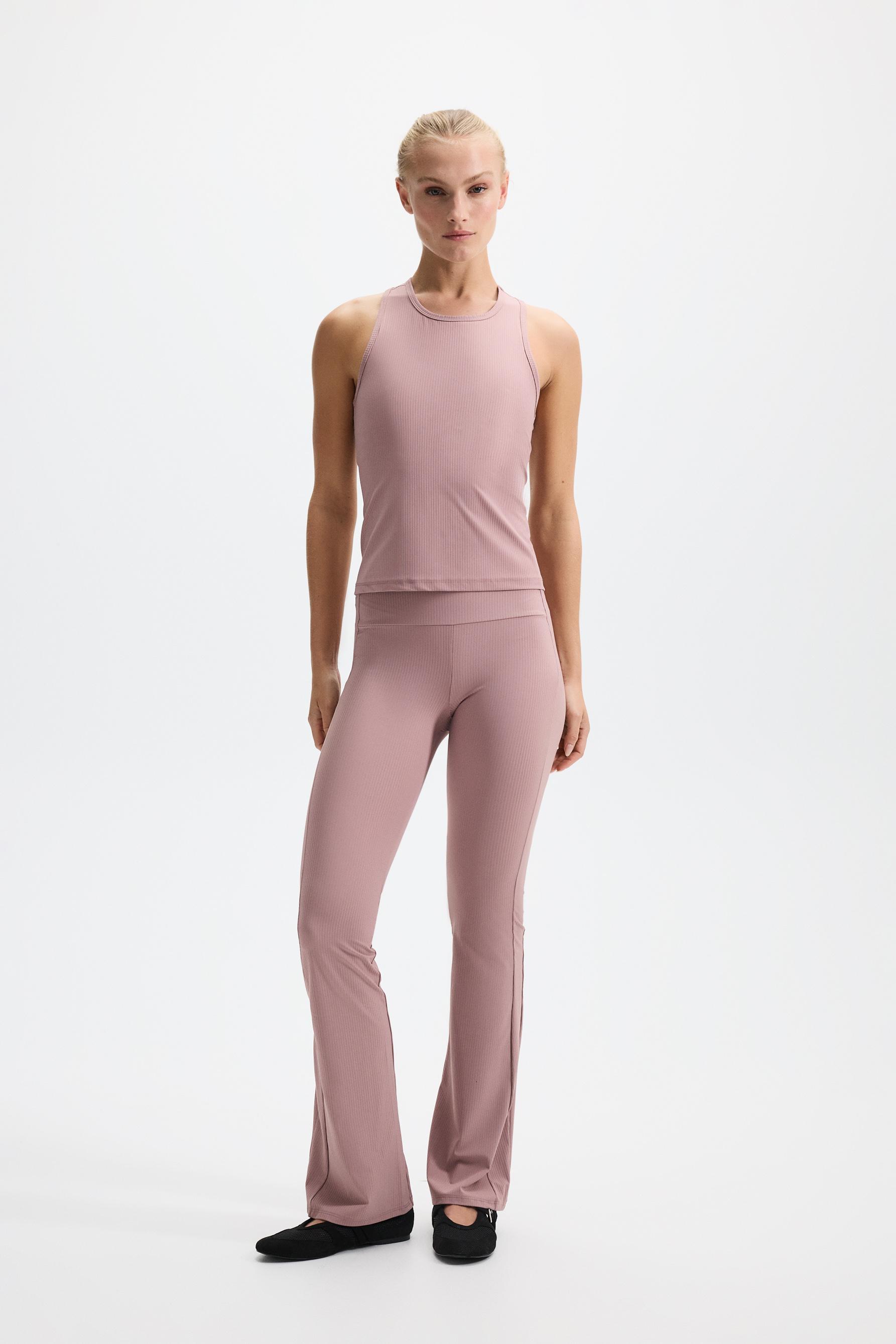 Ribbed flared sports leggings — PINK