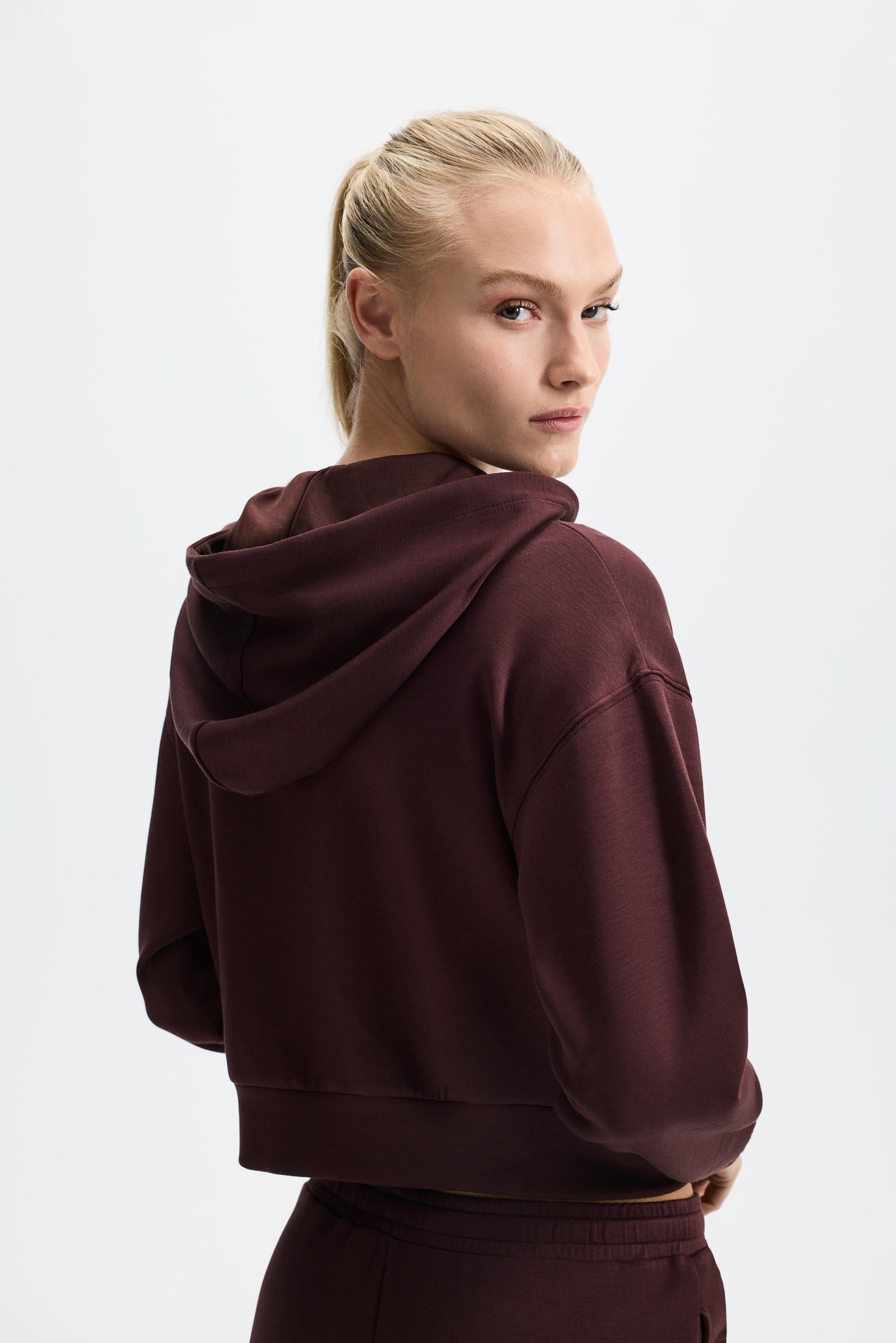 Flowy zip-up sports sweatshirt — WINE
