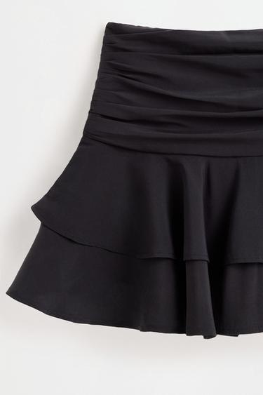 Soft ruffle short skirt — BLACK 7