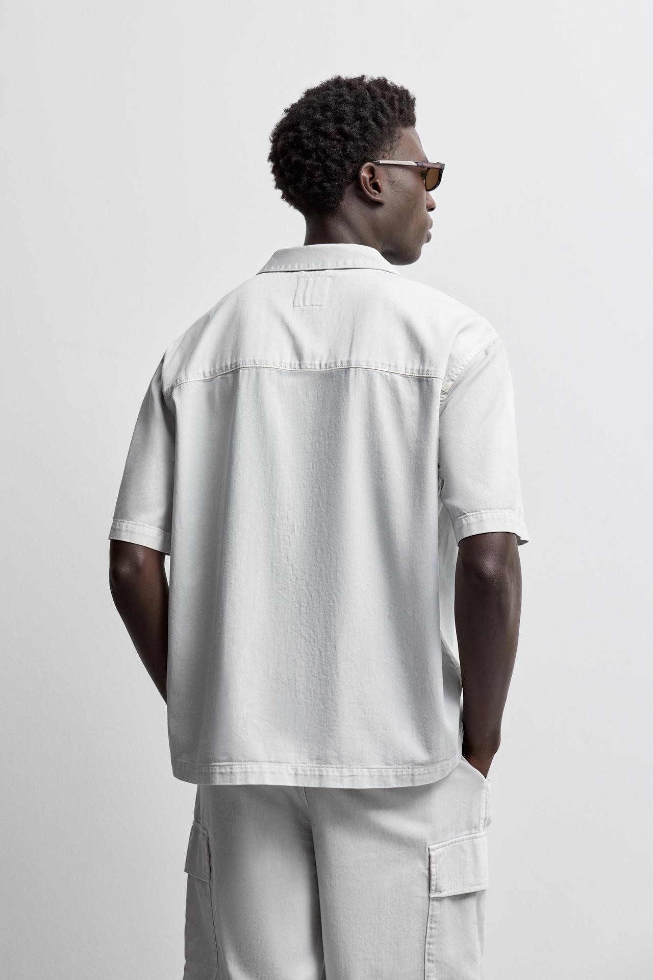 Denim resort shirt — PALE GREY