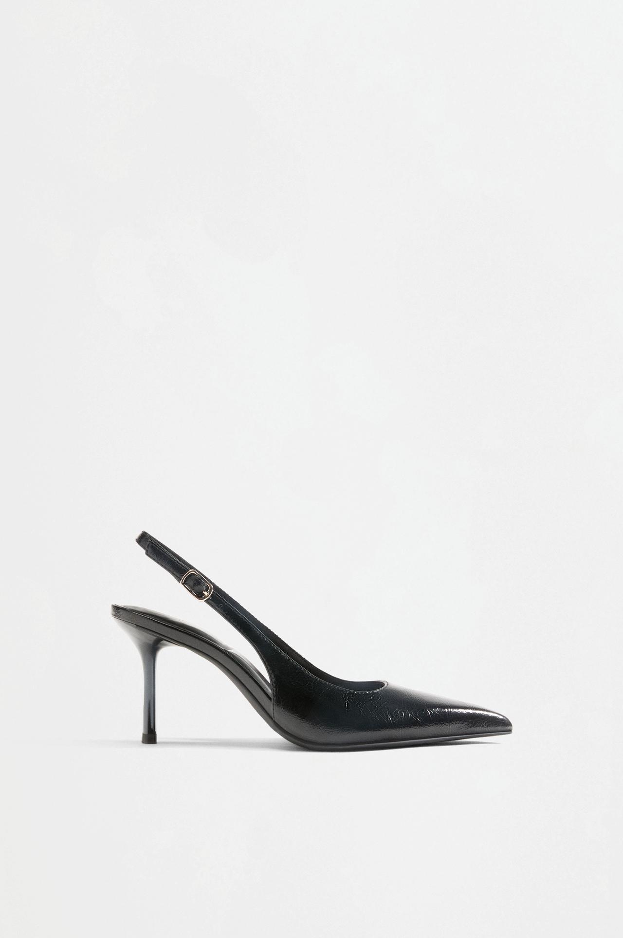 High-heeled slingback shoe — BLACK