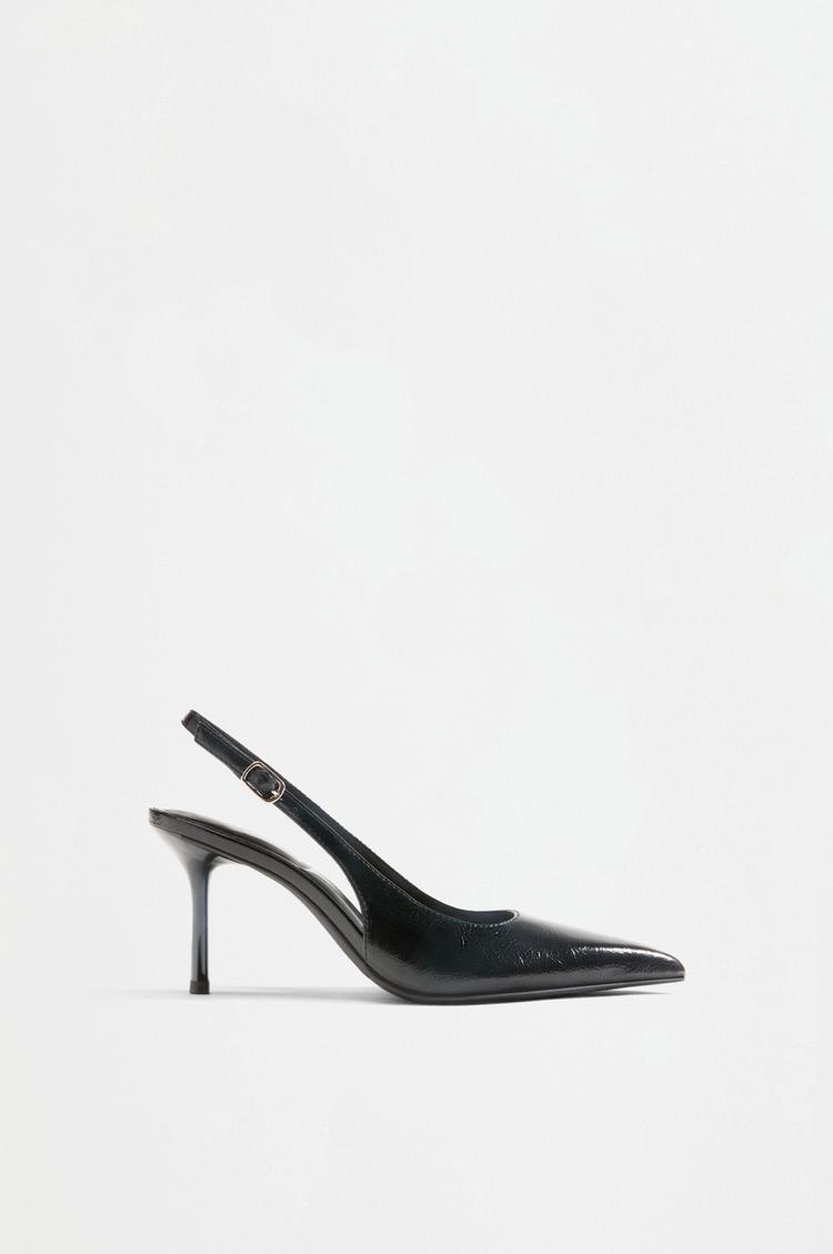 High-heeled slingback shoe — BLACK