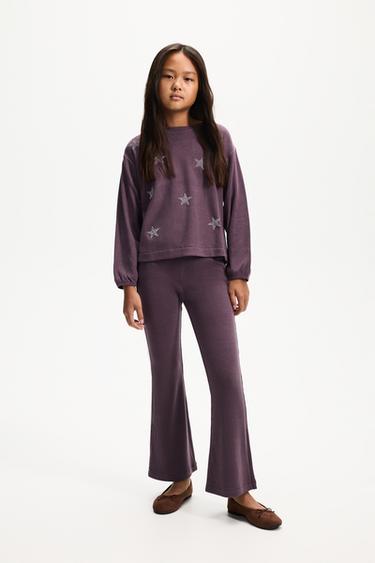 Bias cut bell bottom leggings — AUBERGINE 1