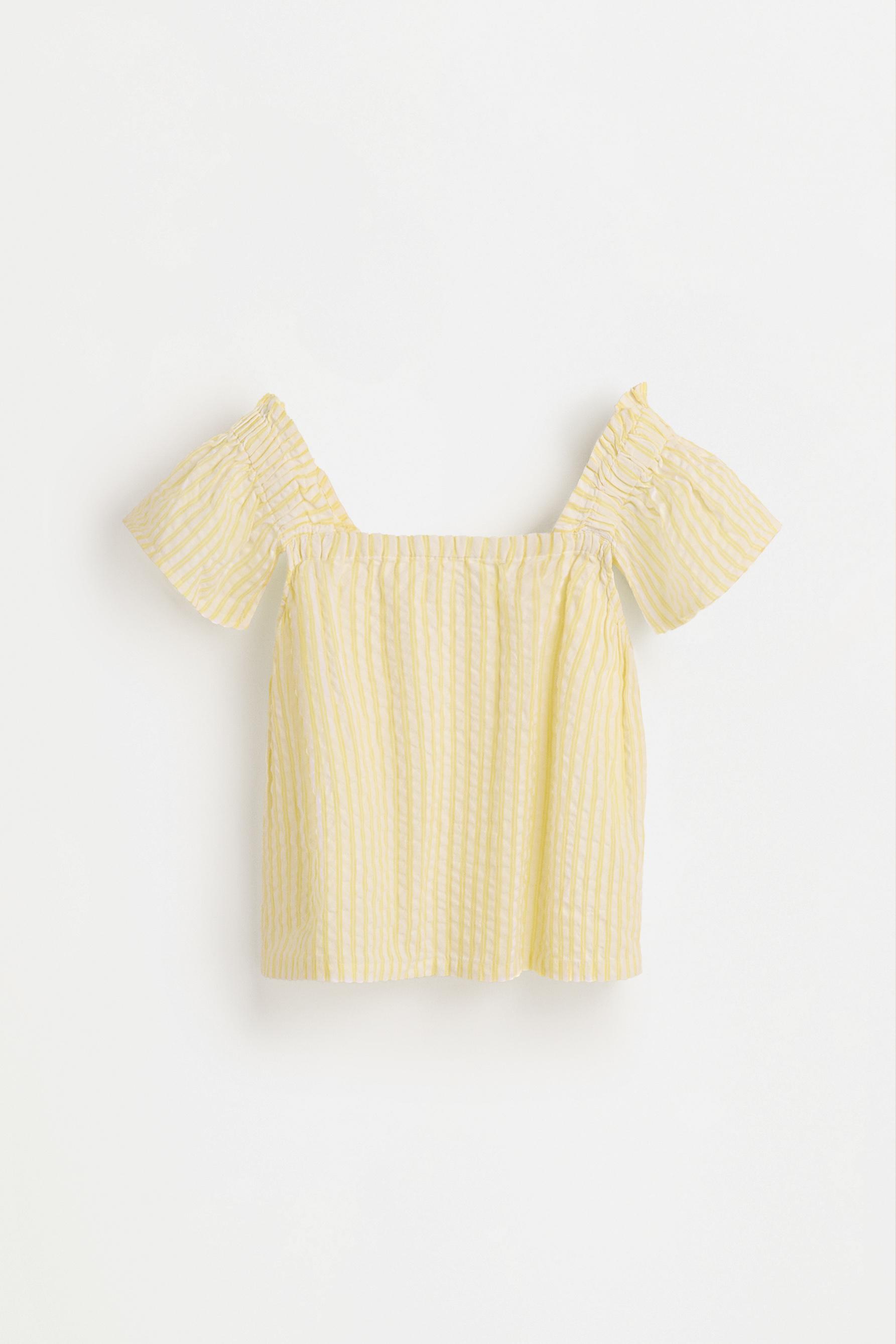 Striped seersucker top — YELLOW