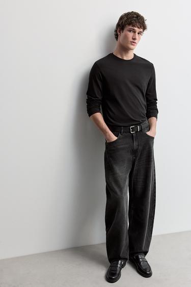 Belted barrel leg jeans — FADED BLACK 5