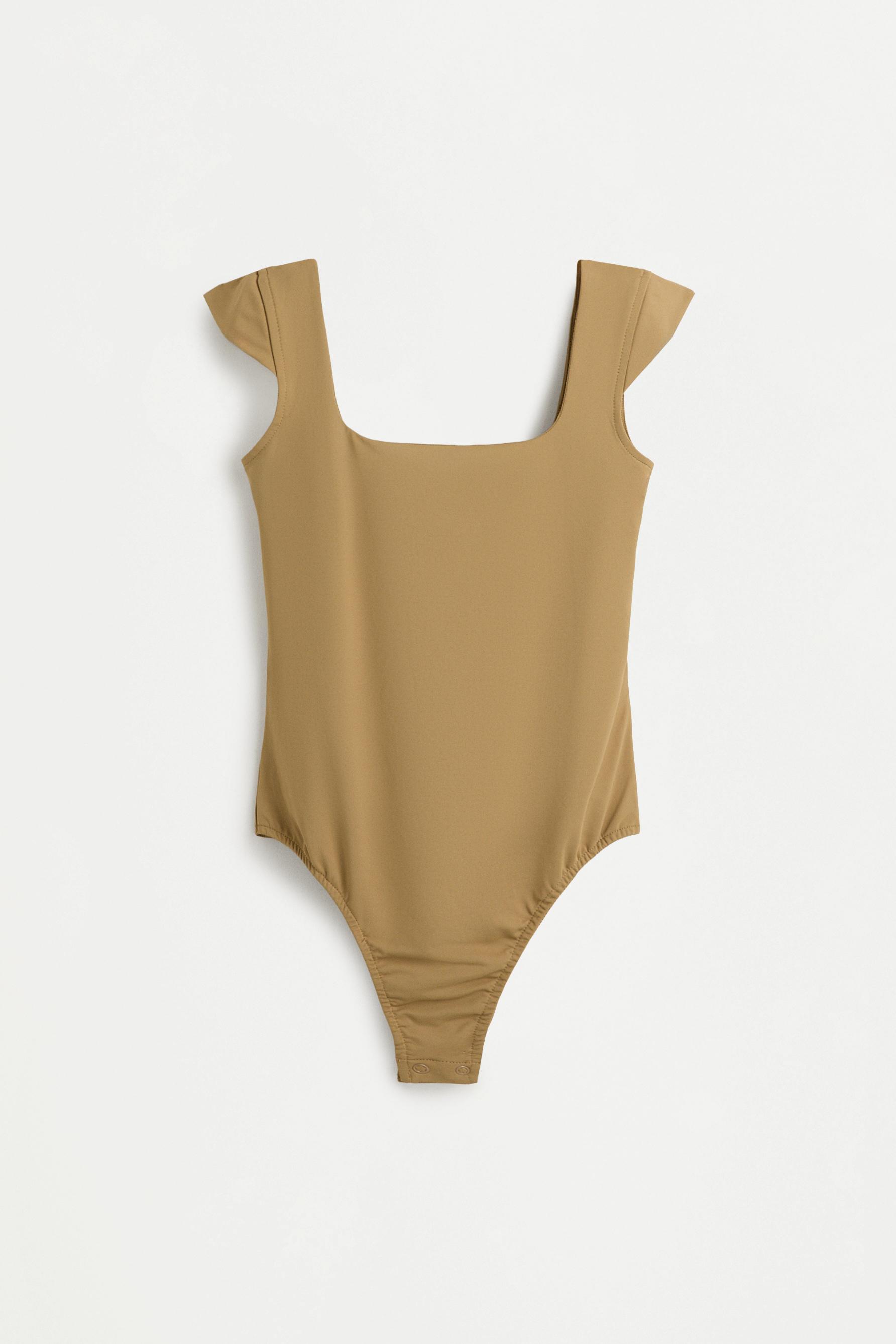 Short sleeve polyamide bodysuit — BEIGE