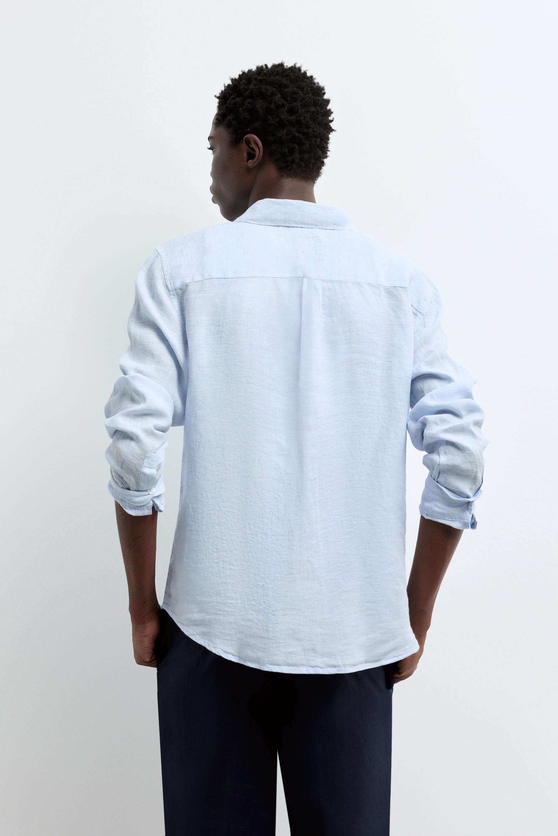 100% linen shirt — SKY BLUE