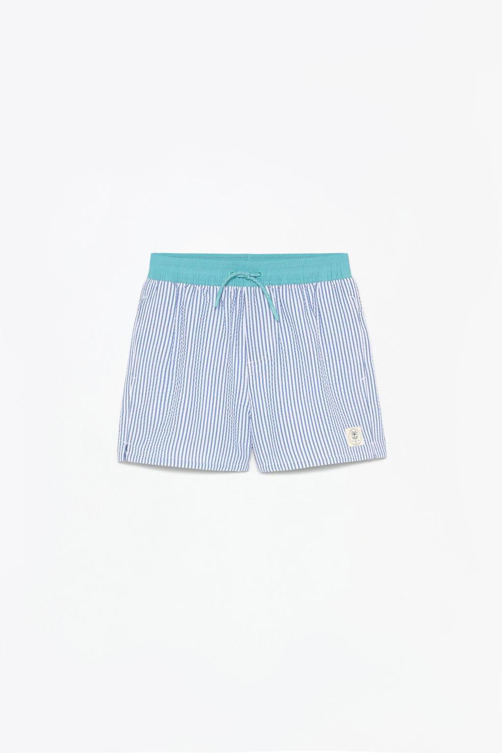 Textured striped swimming trunks