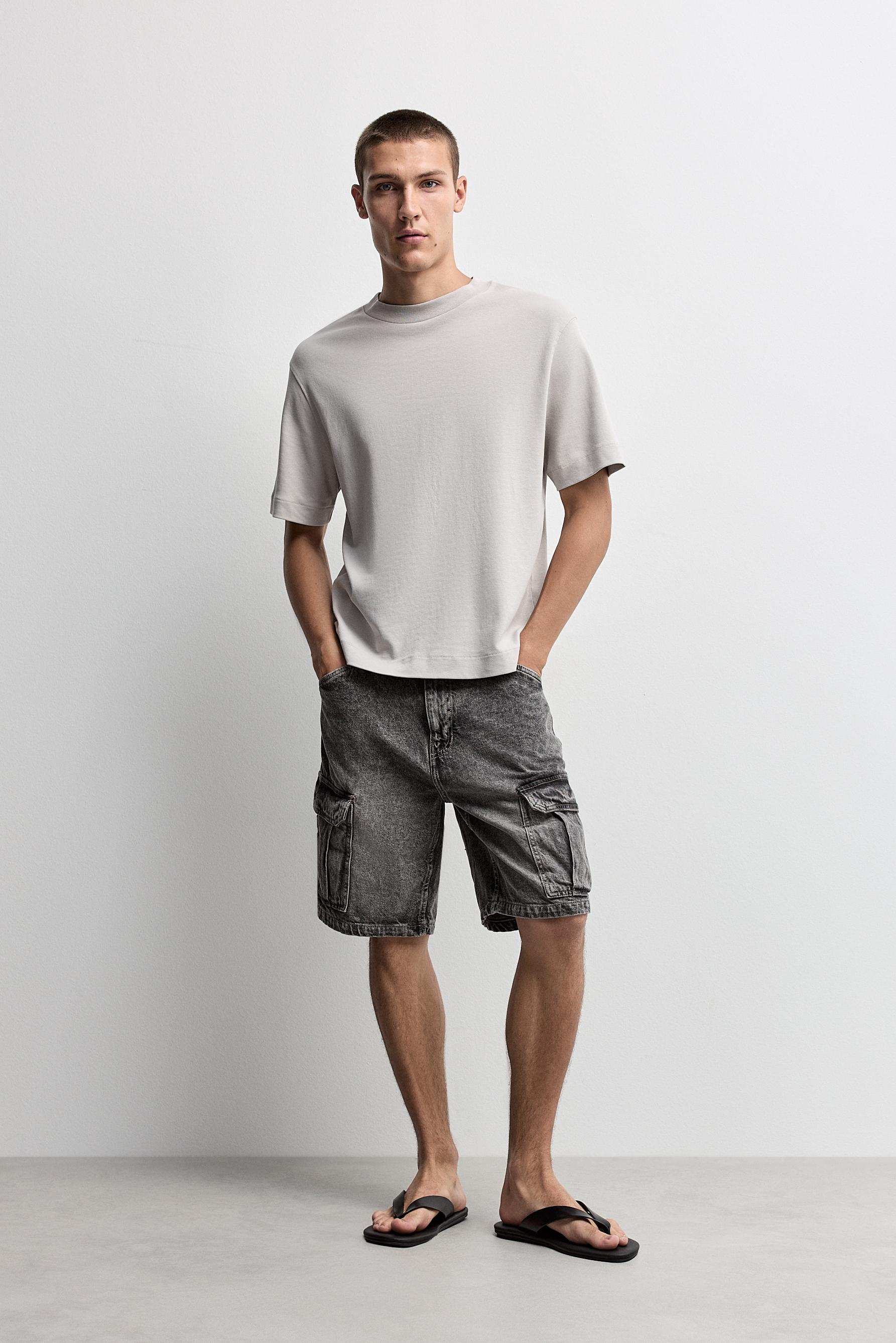 Denim cargo Bermuda shorts — CHARCOAL