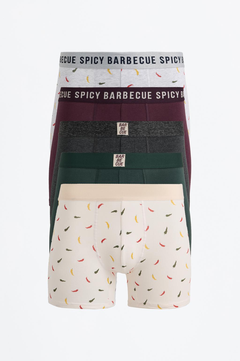 Pack 5 boxer lunghi combinati