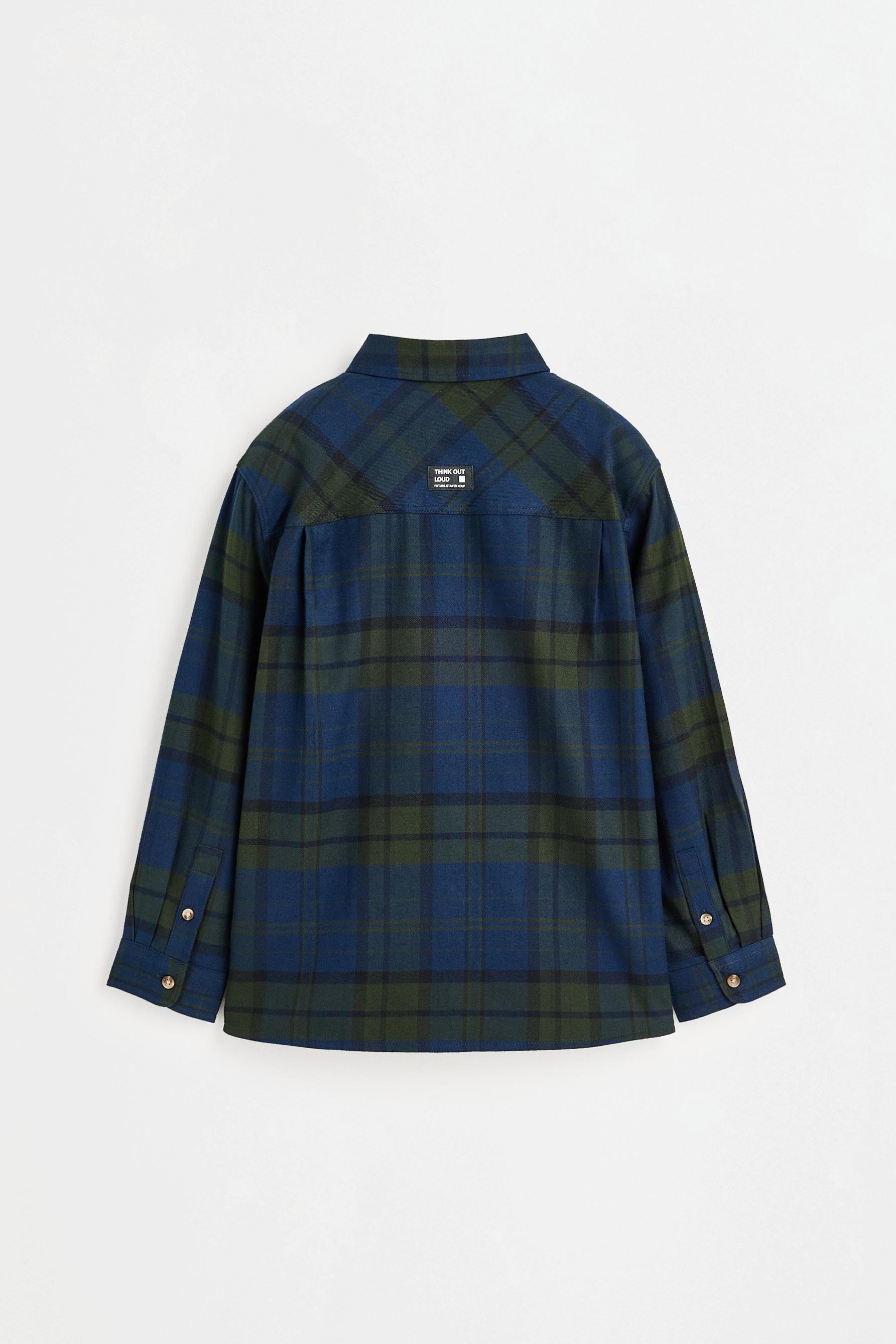 Plaid flannel shirt — BLUE