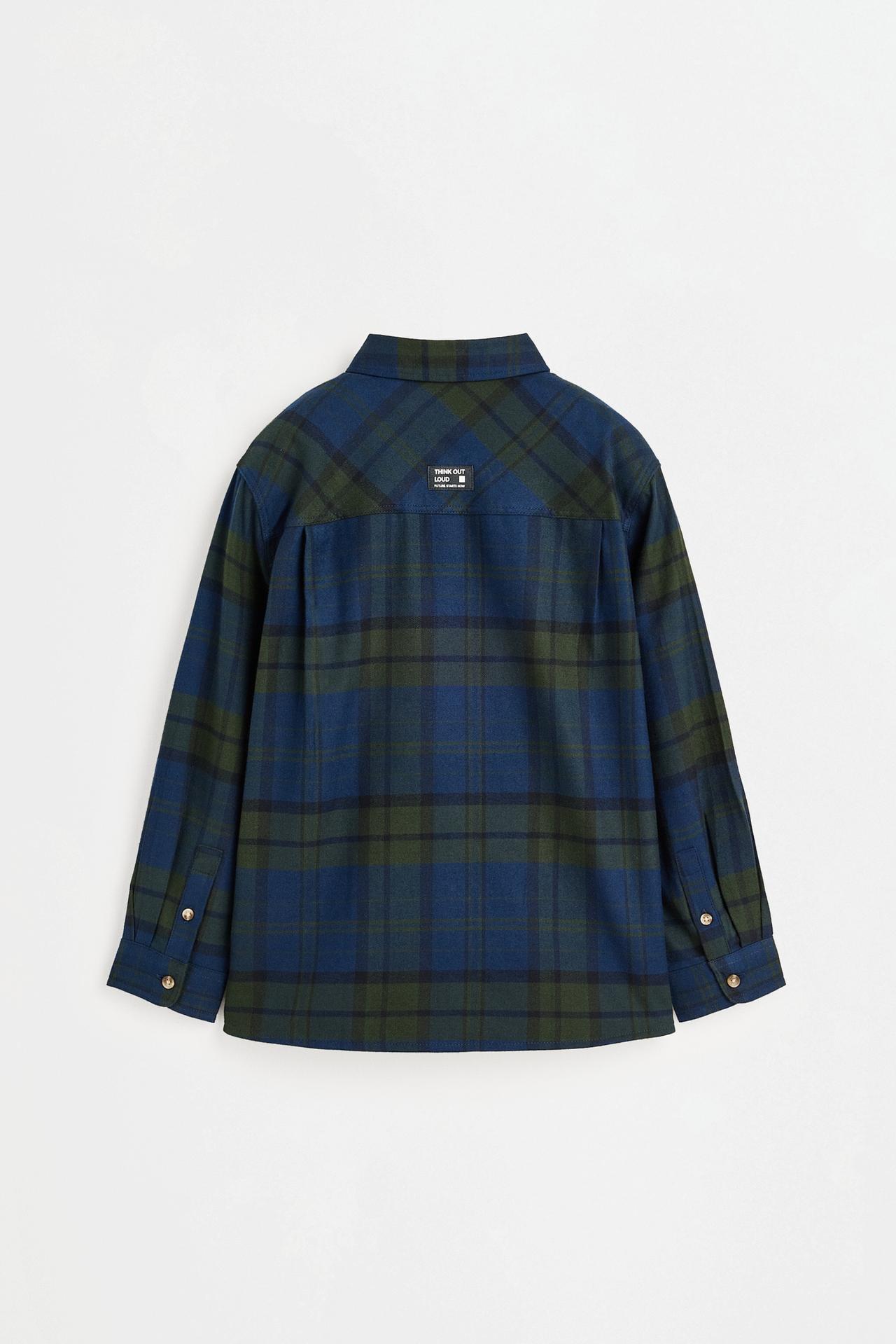Plaid flannel shirt — BLUE