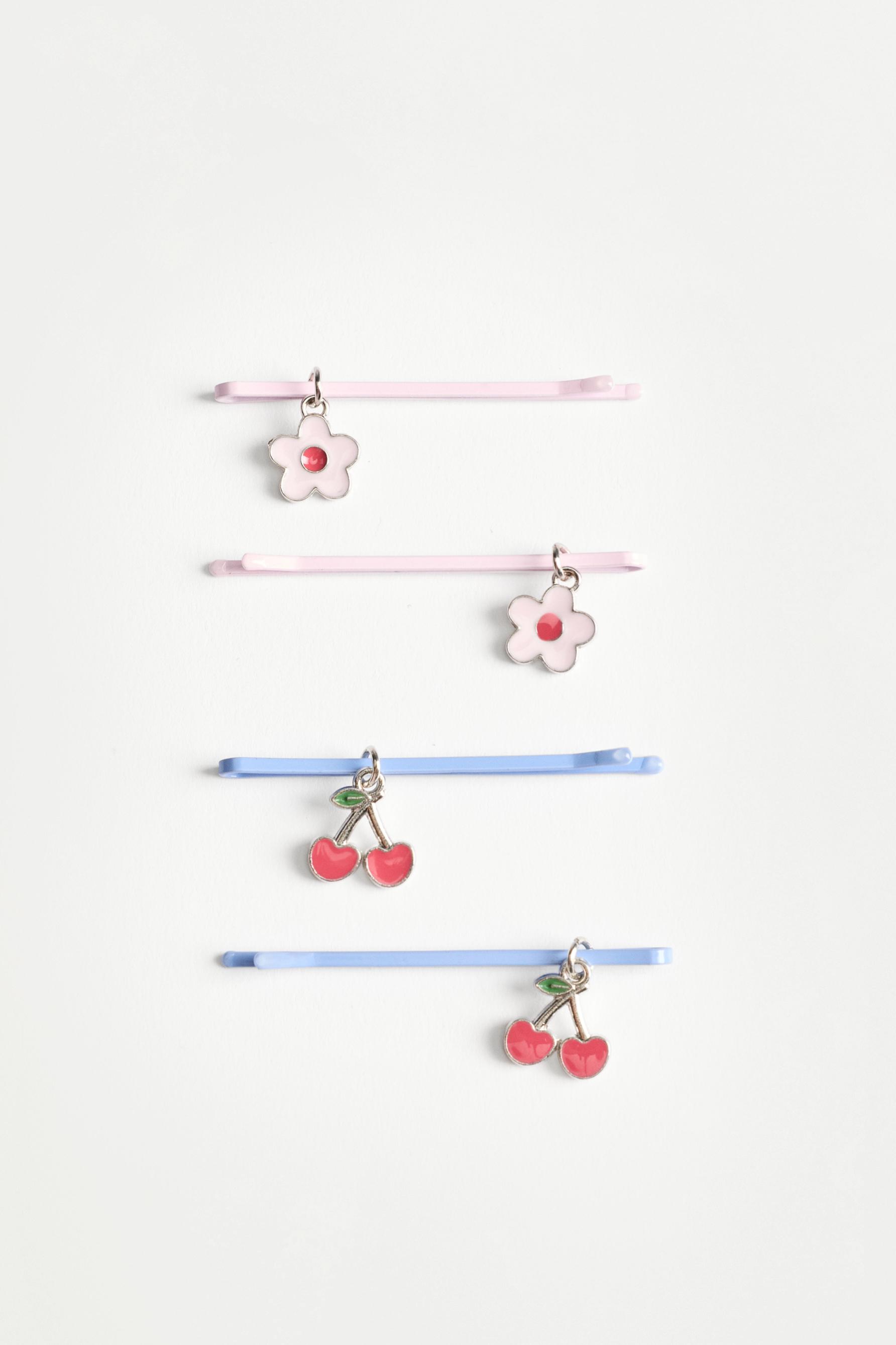 Charm hair clips (4-pack) — BLUE