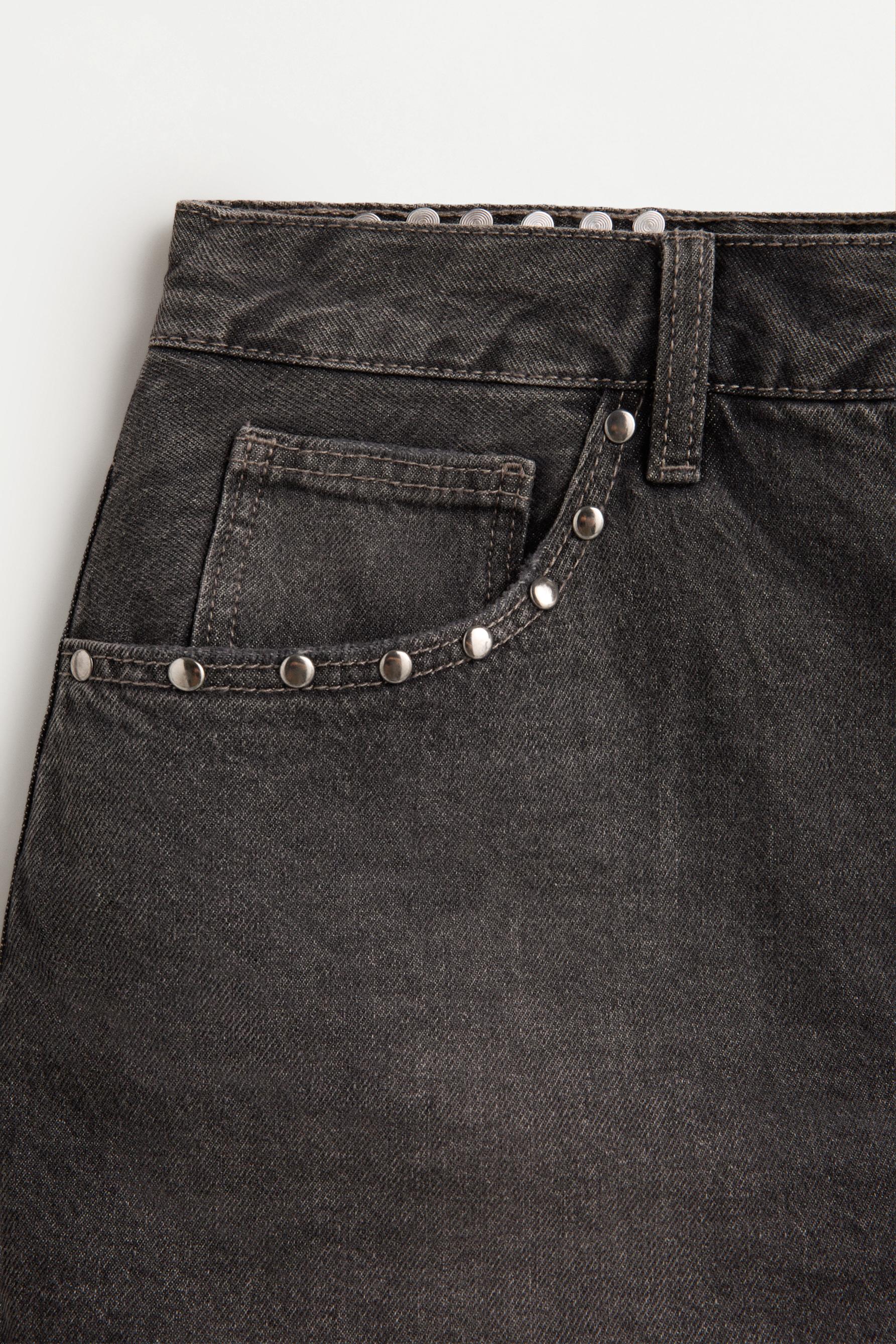 Studded denim skirt — GREY