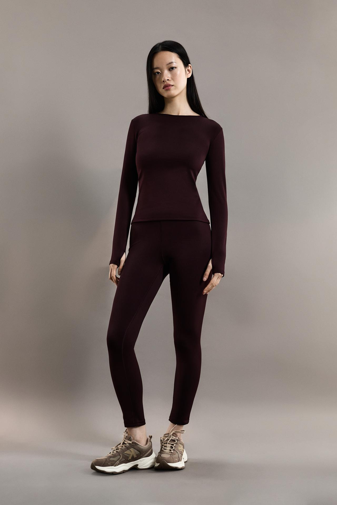 Medium-weight thermal leggings (-7ºC to 9ºC) — DARK BURGUNDY