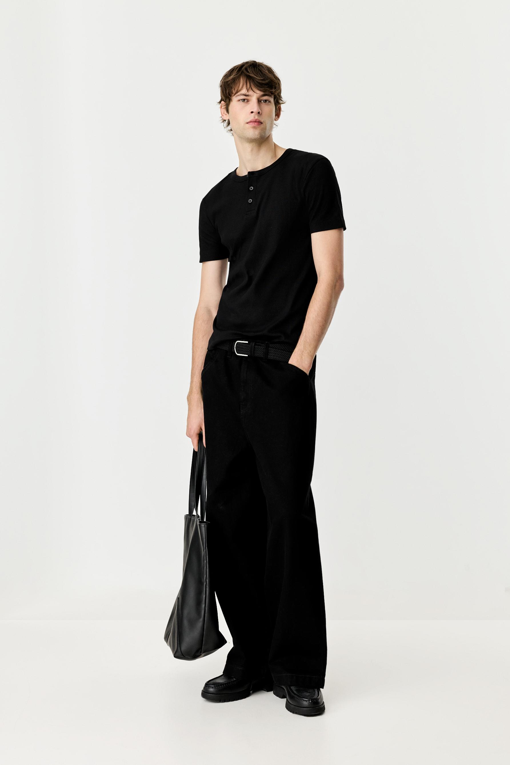 Henley T-shirt — BLACK