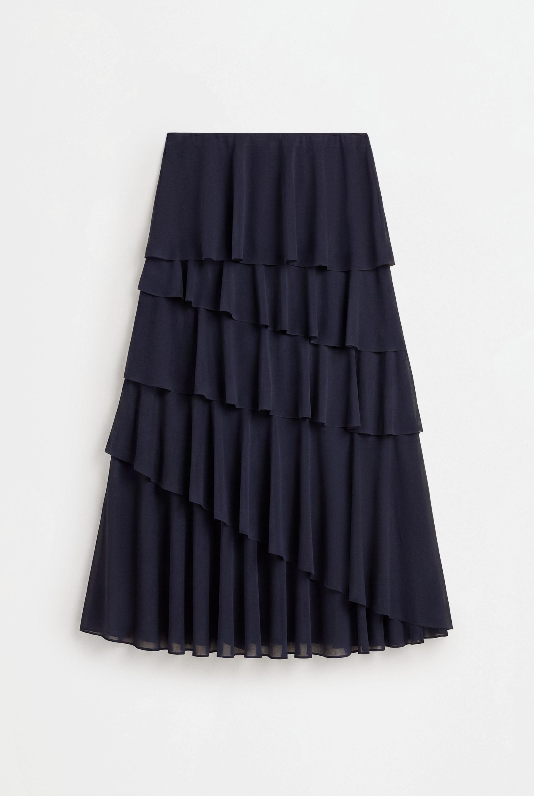 Ruffled midi skirt — DARK NAVY