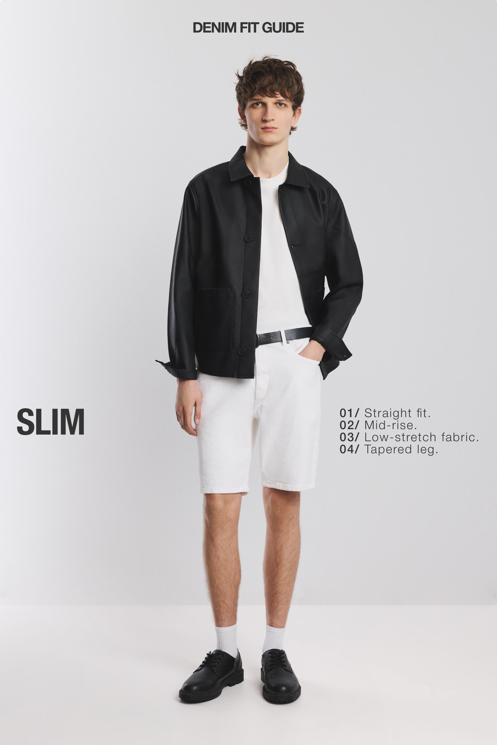 Slim denim Bermuda shorts — WHITE