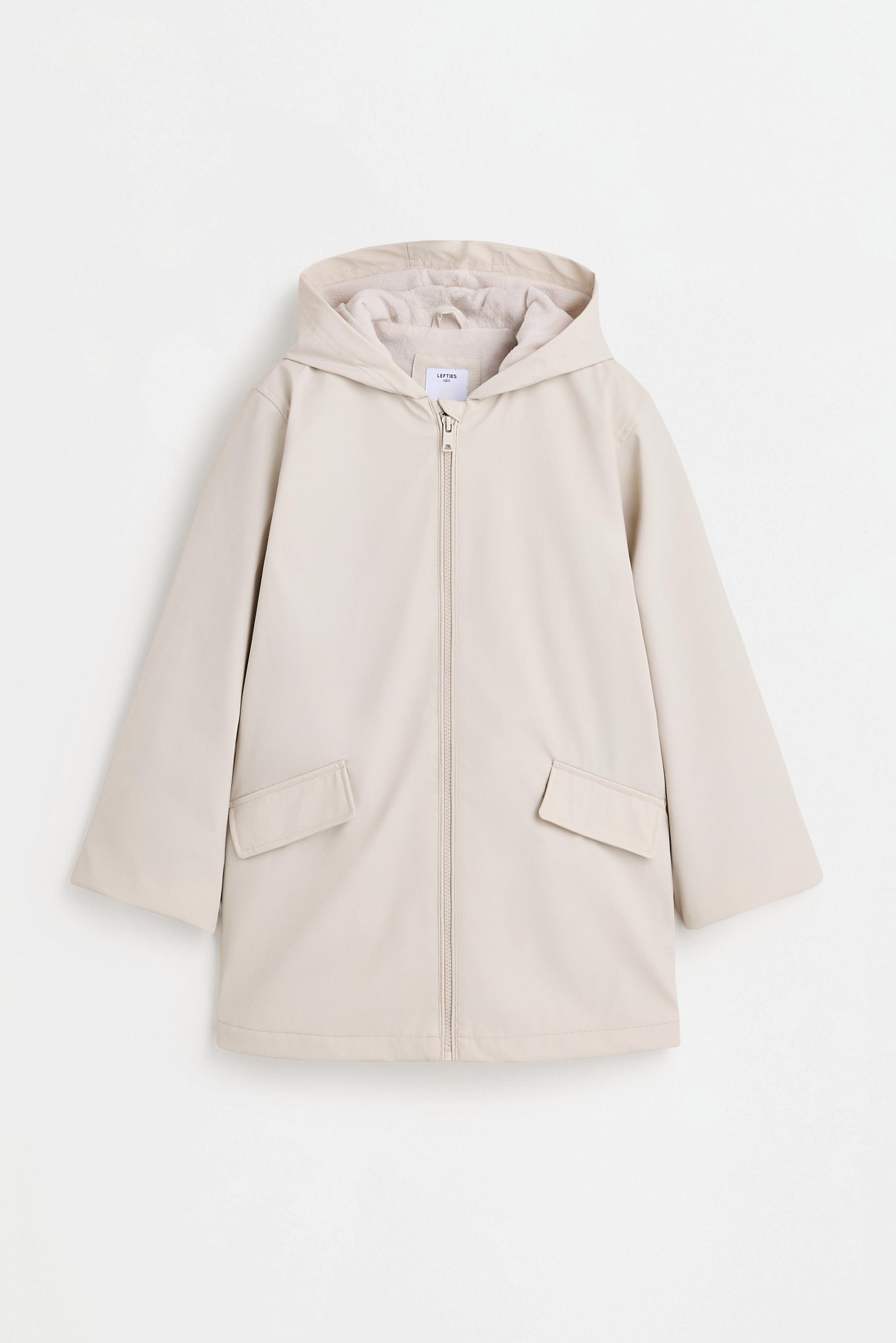 Lightweight rubberised long parka — ECRU