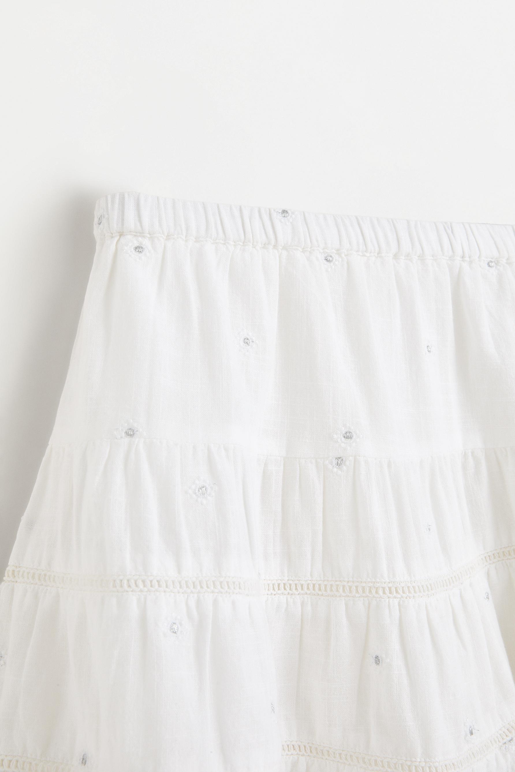 Metallic embroidered skort — WHITE