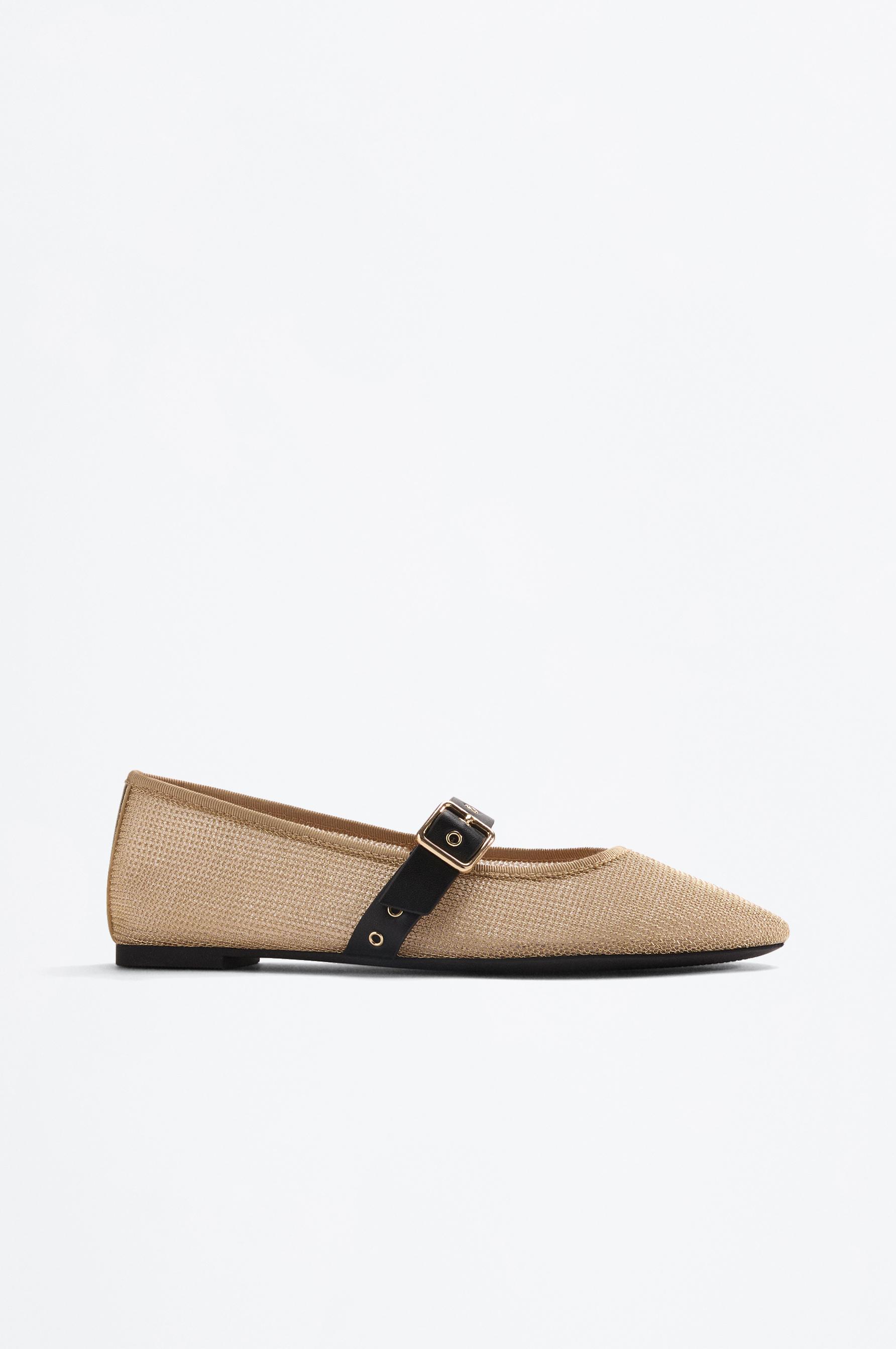 Fabric strap ballet flats — GOLD