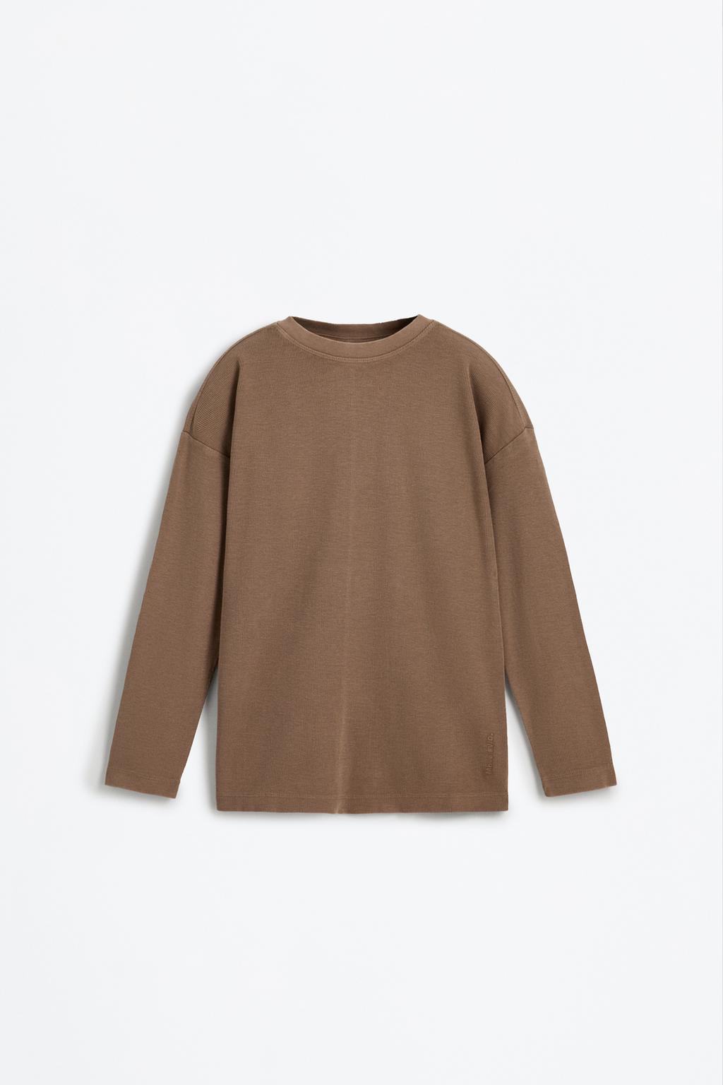 Faded-effect ribbed T-shirt