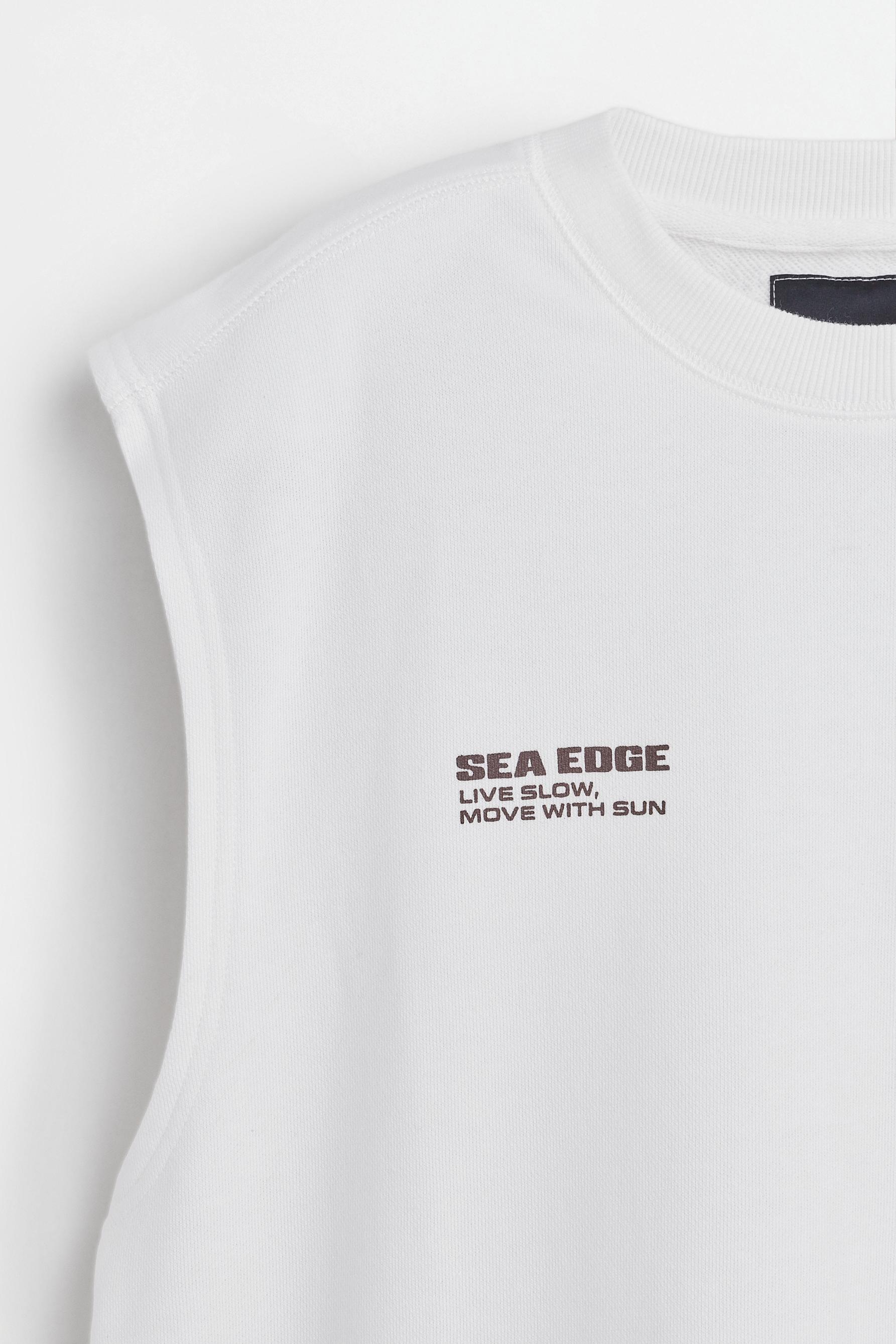 Printed sleeveless sweatshirt — WHITE