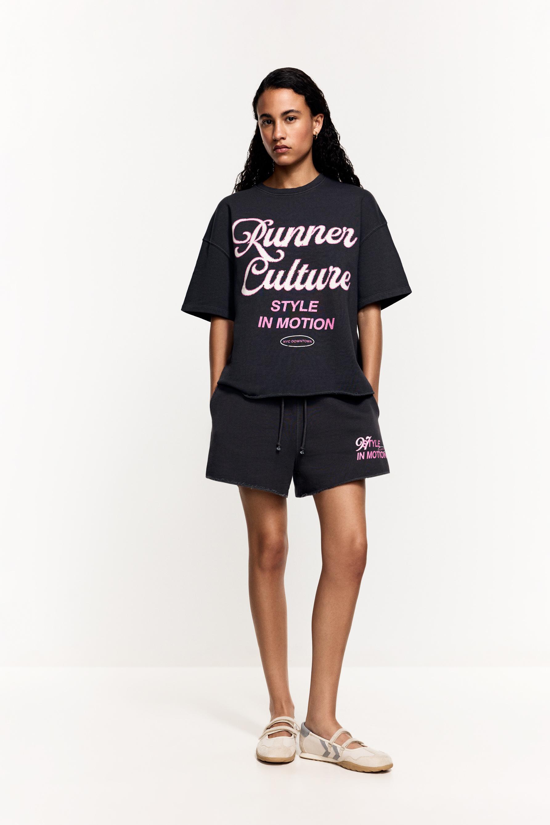 Printed short sleeve sweatshirt — ANTHRACITE GREY