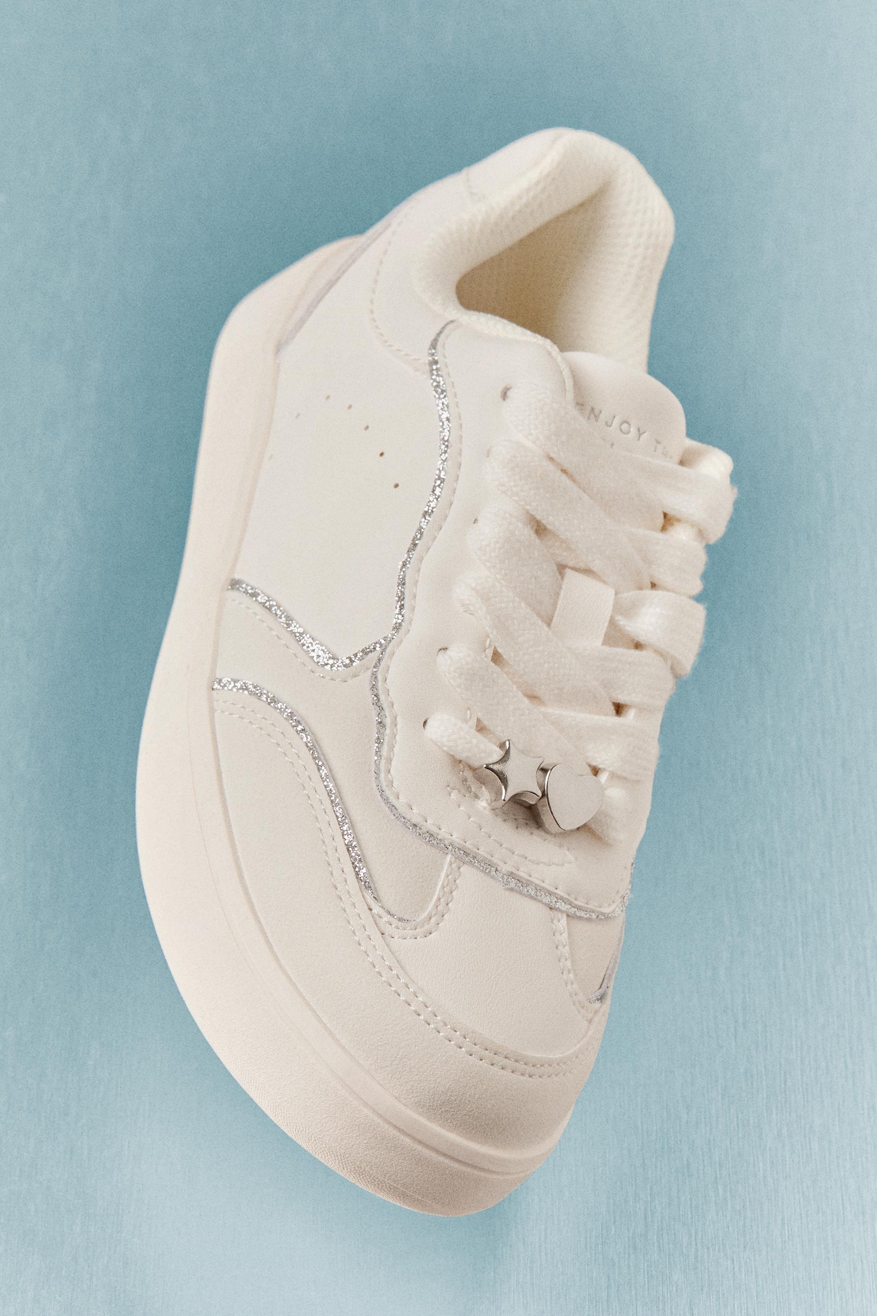 Glitter charm sneakers — WHITE