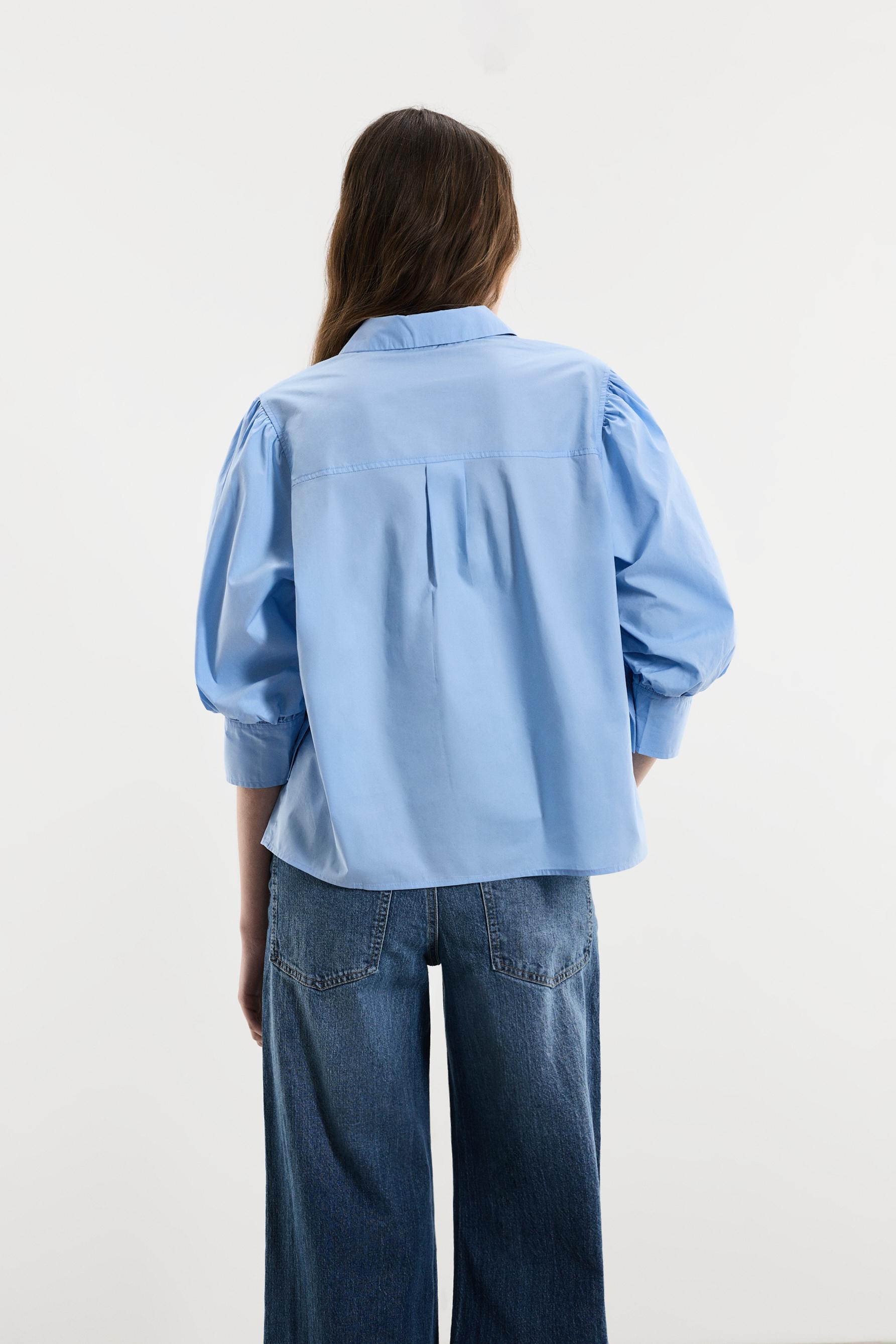 Balloon sleeve blouse — PALE BLUE