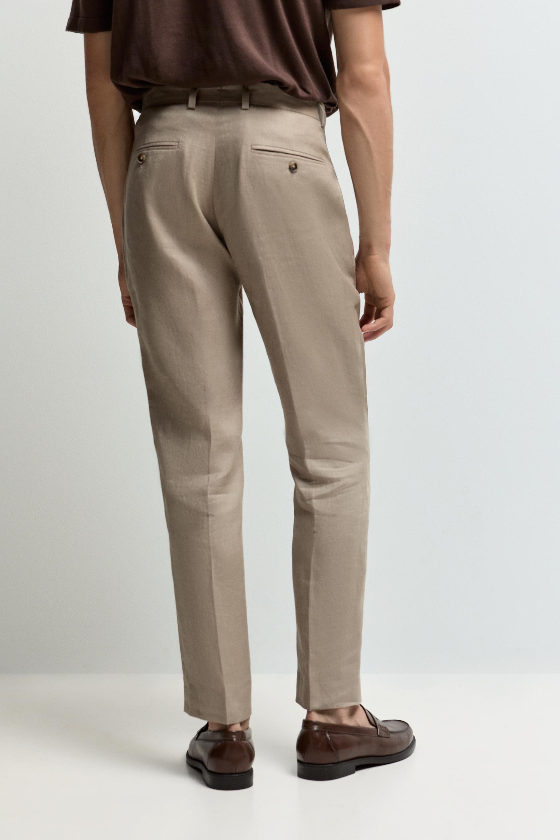 100% linen suit trousers — BROWN