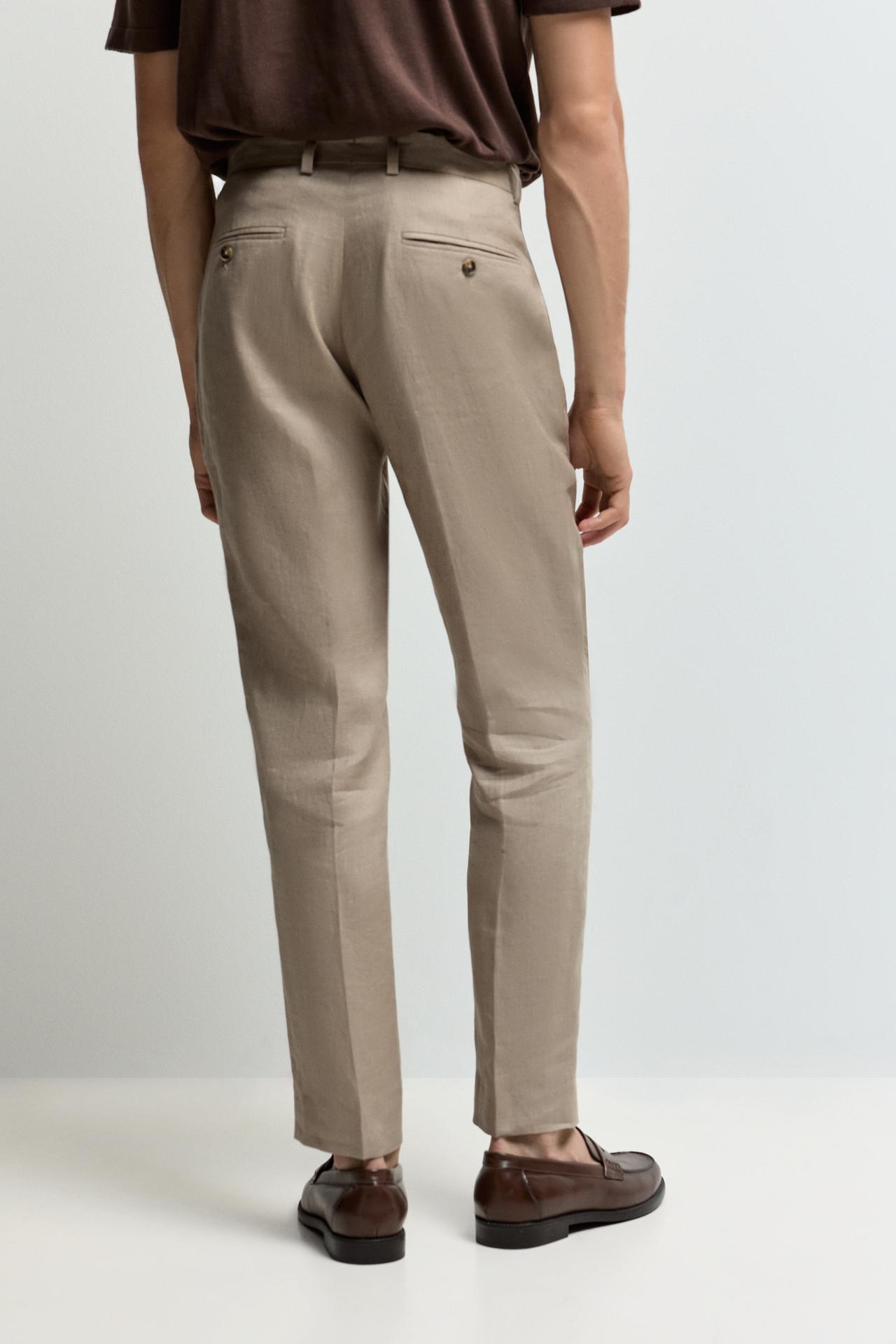100% linen suit trousers — BROWN