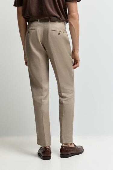 100% linen suit trousers — BROWN 4