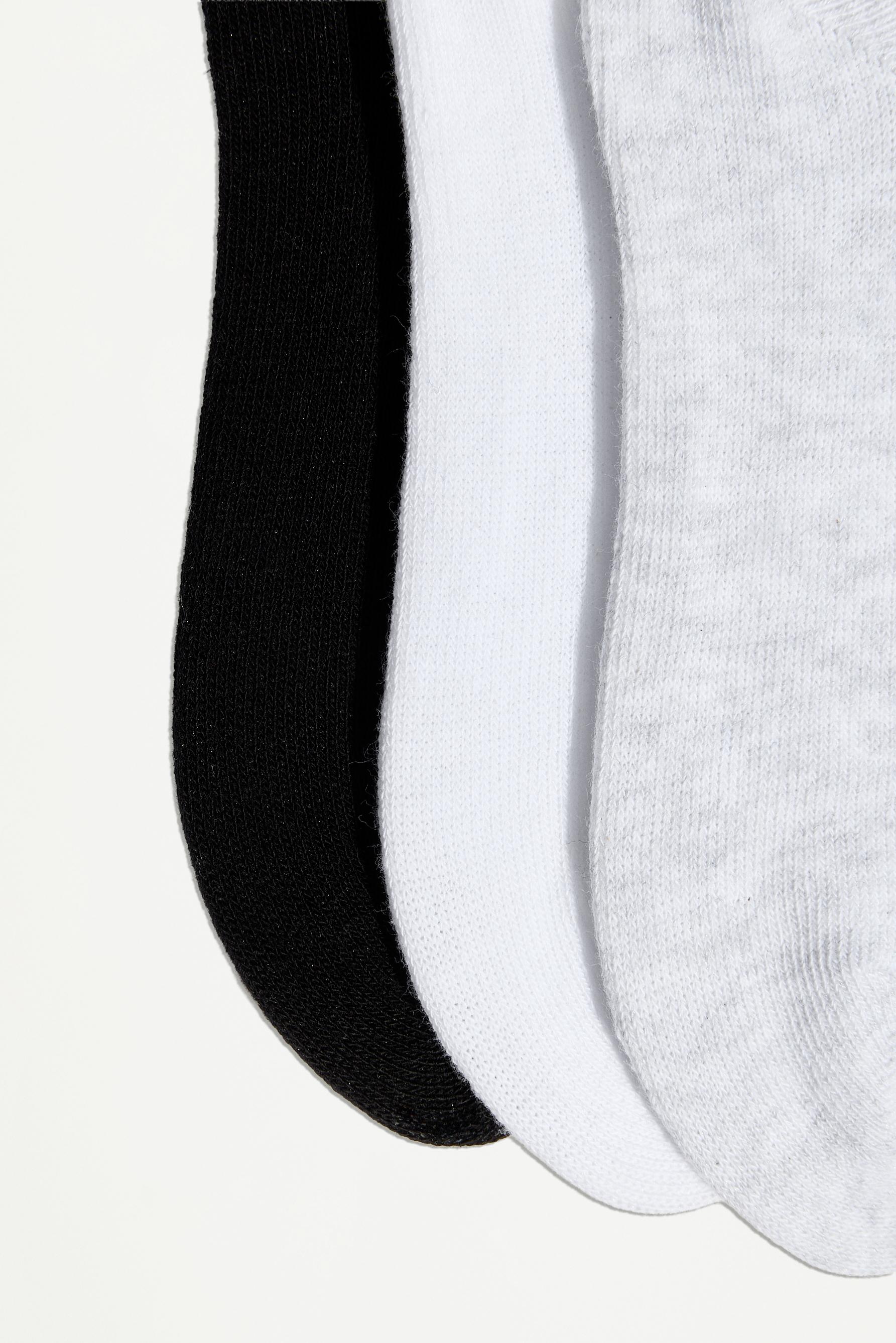 Plain ankle socks (Pack 10) — WHITE/GREY