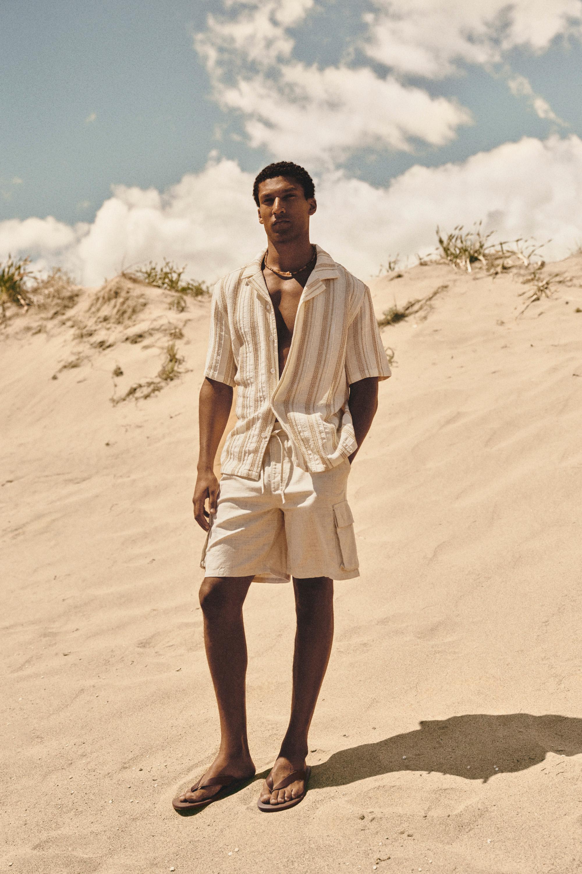 Rustic cargo Bermuda joggers — OFF WHITE