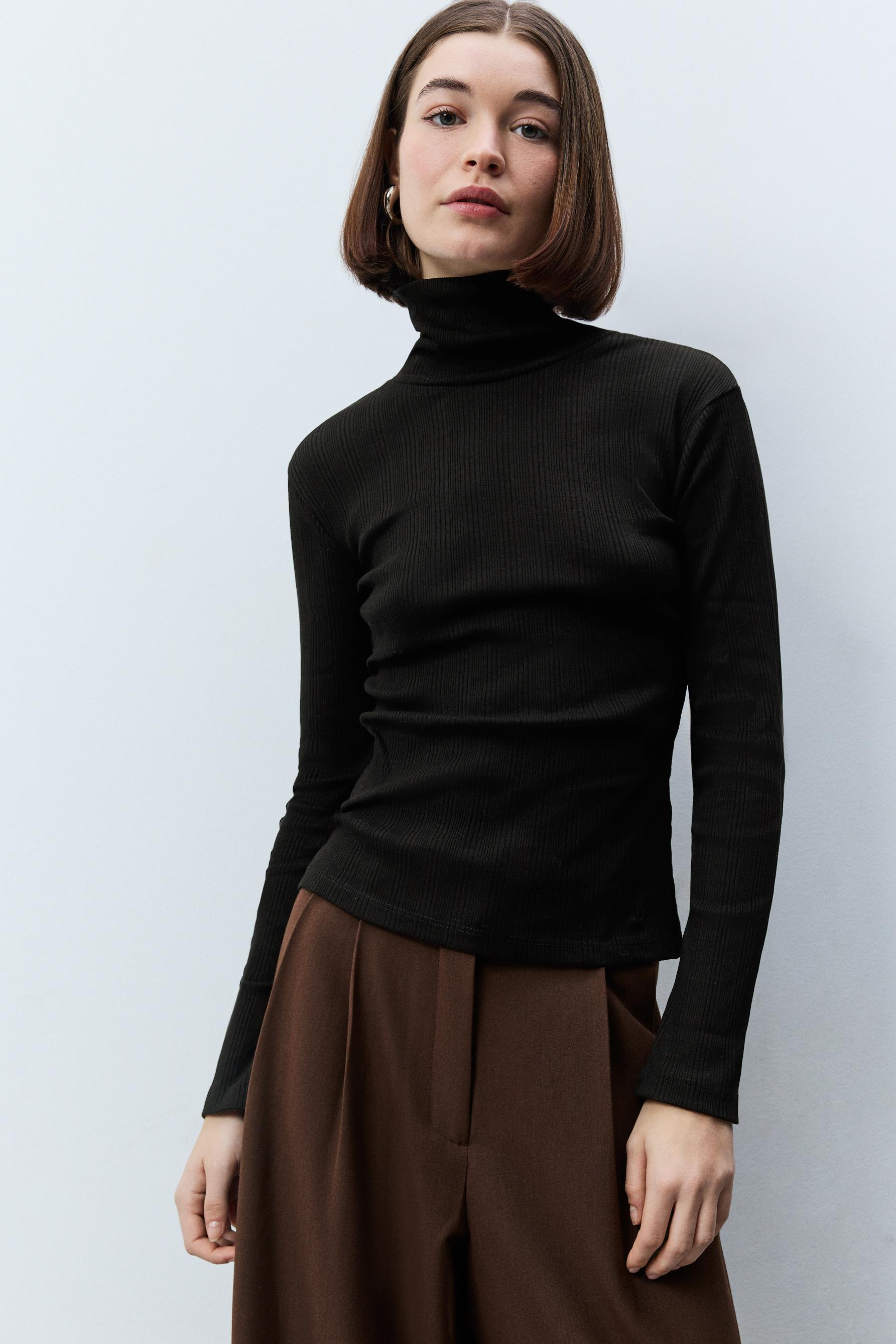 Camiseta canalé cuello vuelto