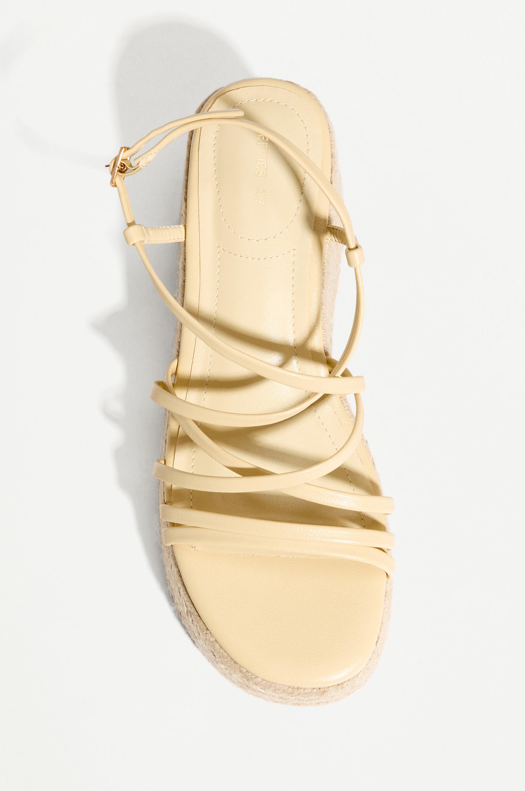 Espadrille wedge sandal with straps — ECRU