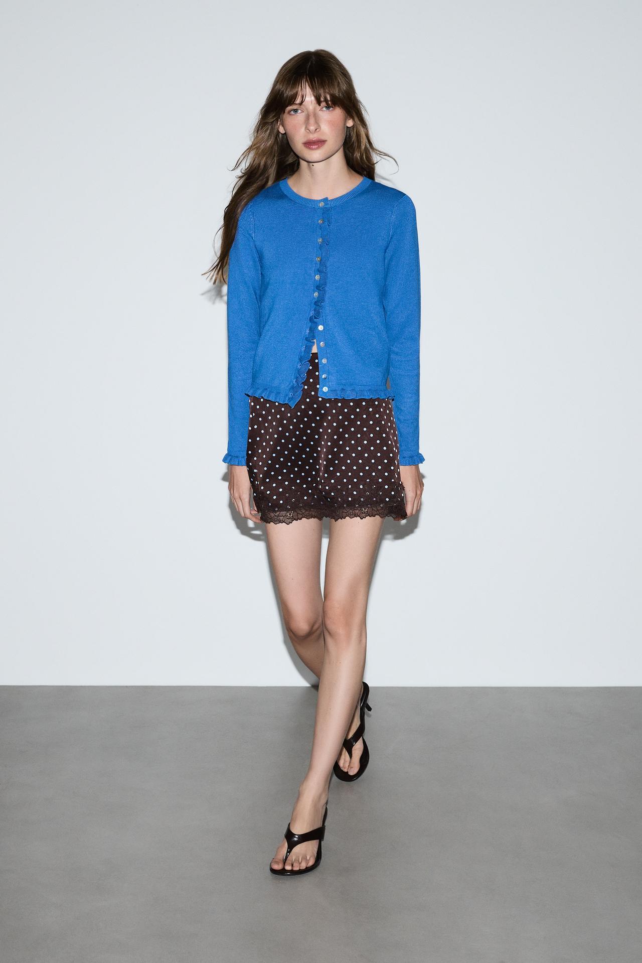 Wavy knit jacket — BLUE