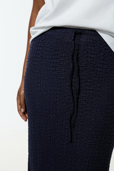 Textured midi skirt — NAVY 4