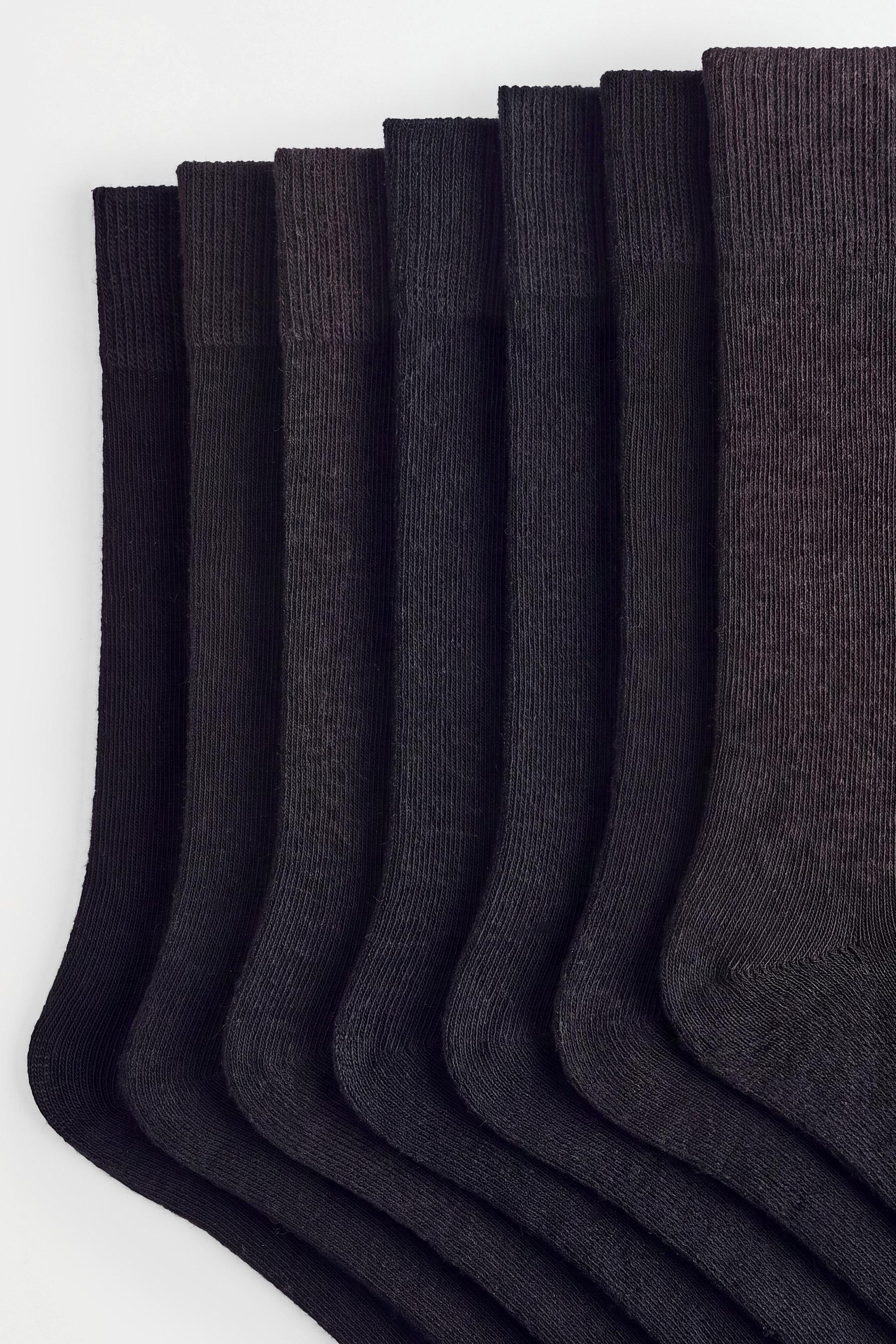 Basic long socks (7-pack) — BLACK